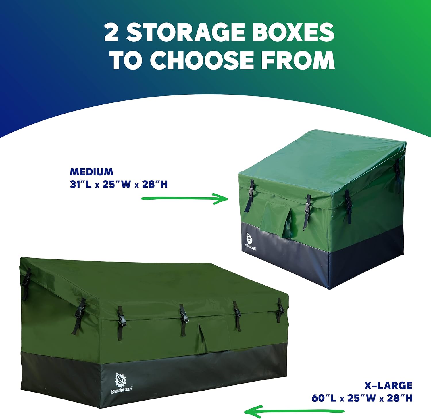 Waterproof Wind - Heavy Duty Sun & Snow Portable Patio Protects from Rain or Camping – XL Green Yard All Weather Tarpaulin Deck Box YardStash Outdoor Storage Box Perfect for the Boat