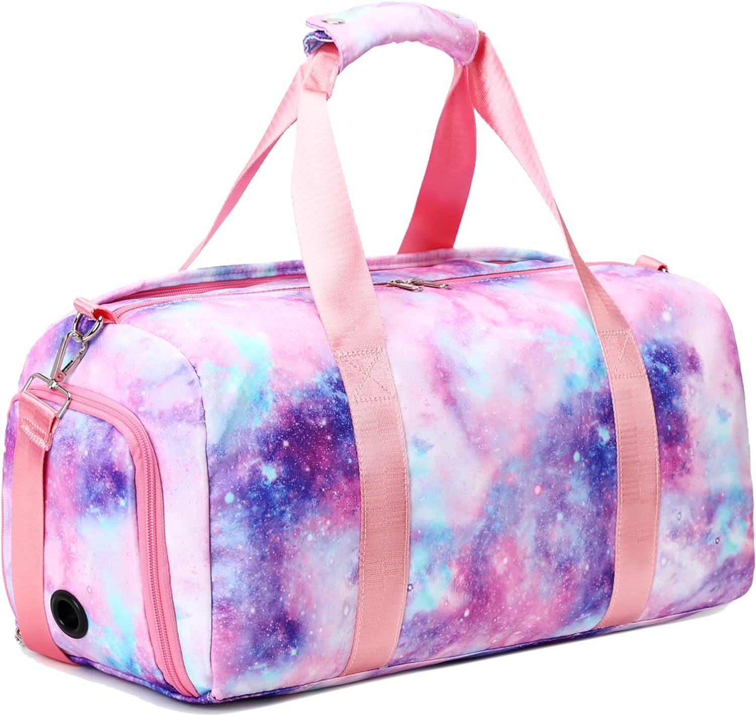 丿Pink Gym Bag with Sequins Compartment &Wet Pocket Gym Duffel Bag Overnight Bag 