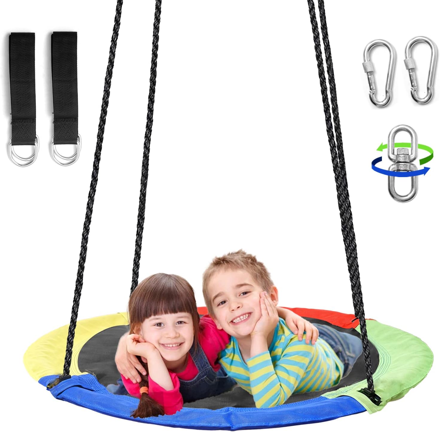 40" Flying Saucer Tree Swing Nest Hanging Rope Outdoor Garden Toys Gift for Kids 