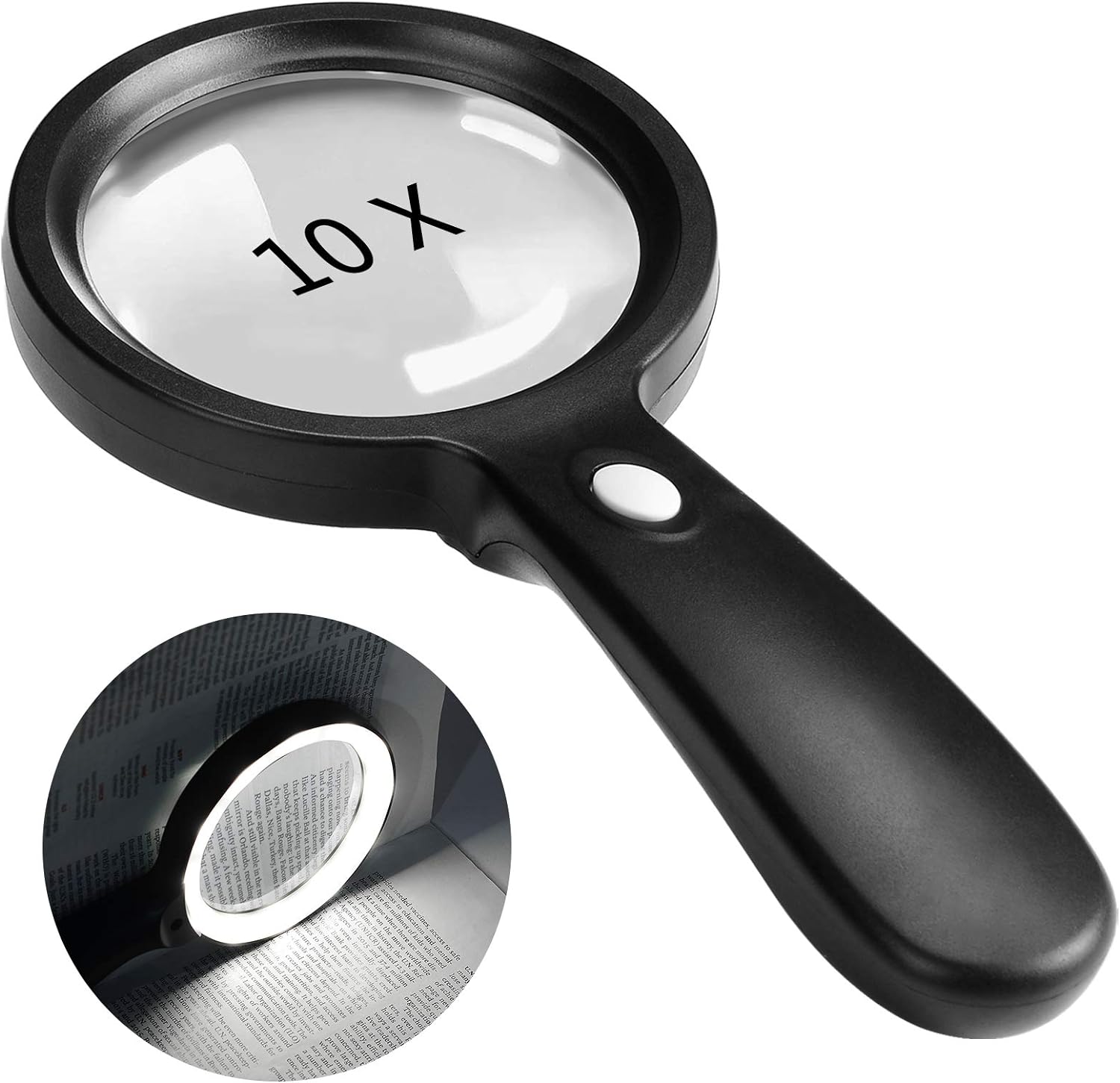 hand-held 5 / 10X High Definition illuminated magnifier low vision Hand-held magnifier B-type magnifier with LED lights for the elderly newspapers and maps Color : A pages books magazines