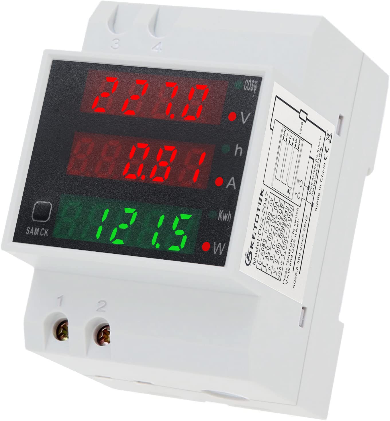 Smart Meter Digital Display Power Monitor Wattmeter Voltage Wattage Kwh Ammeter 
