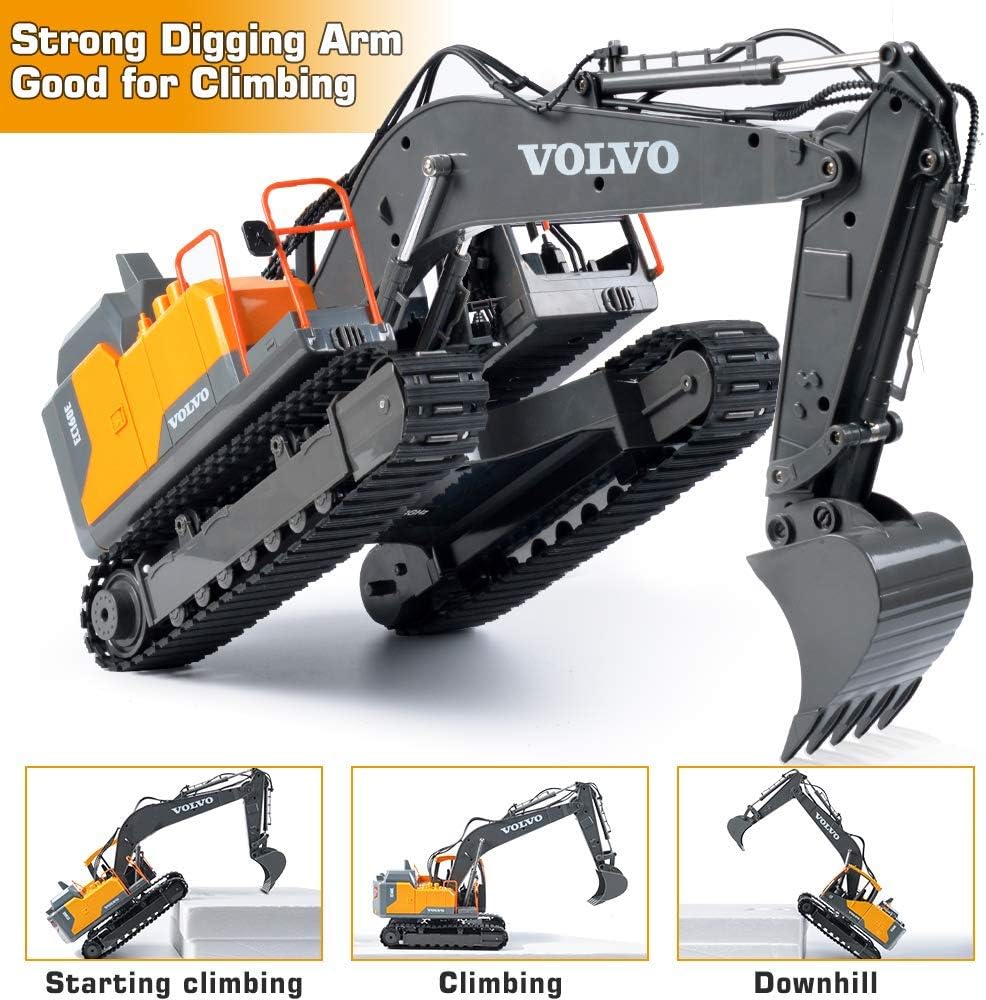 17 Channel Volvo RC Excavator Truck with 2 Rechargeable Batteries Full Functional Remote Control Excavator Construction Tractor