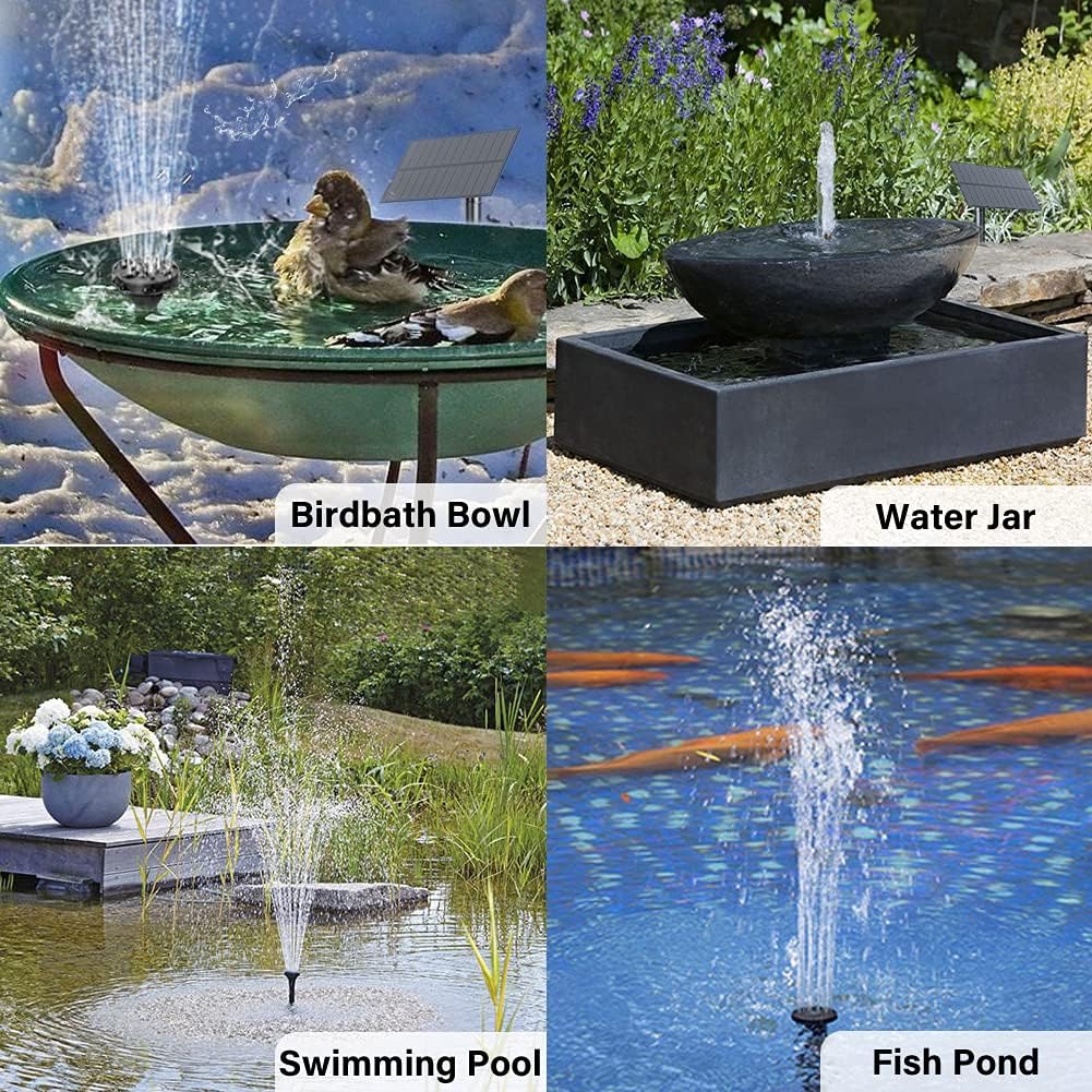 Lovely Garden Pond Water Feature in Full Sunlight 2.5W Floating Solar Fountain with Separate Panel for Bird Bath Solar Powered Water Feature