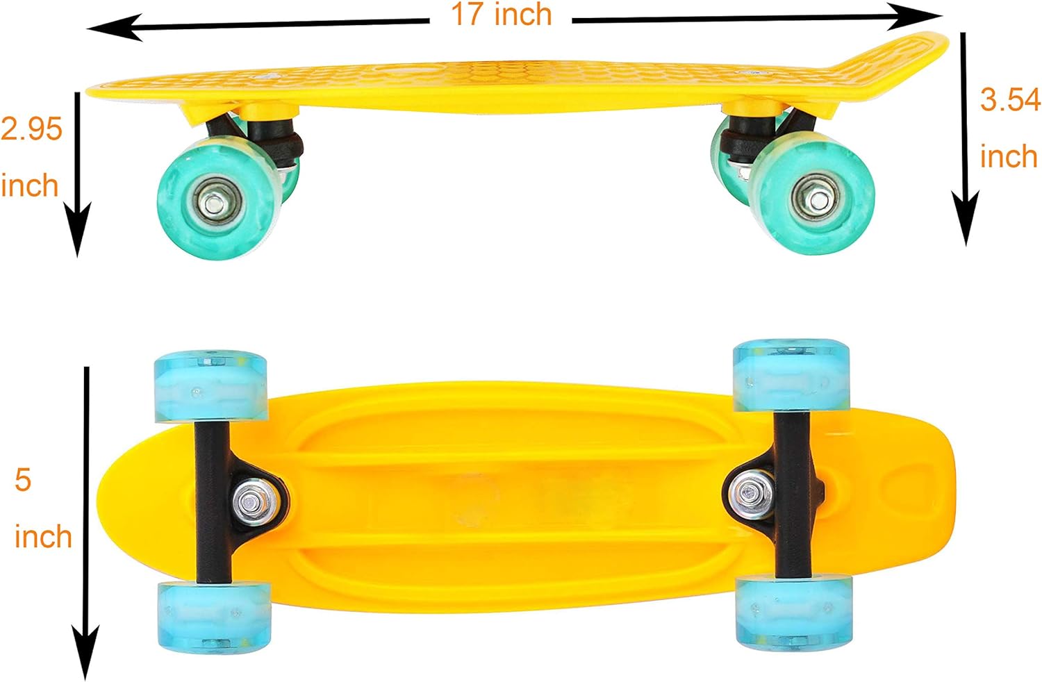CyBoard 17inchX5inch Completed Skateboard Mini Cruiser Board with High Bounce PU Wheel