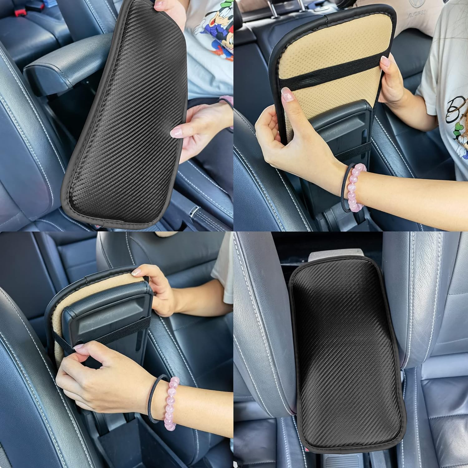 99Parts New Gray Adjustable Durable Soft Leather Armrest Center Console Storage Box Universal Fit