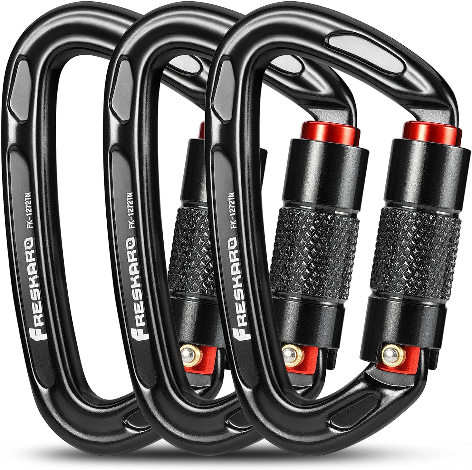 1 pk O-Shaped Steel Climbing Carabiner 25kn=5600lb Screw Lock Spring Gate Protection,CE Rated Heavy Duty Carabiners For Rock Climbing etc.