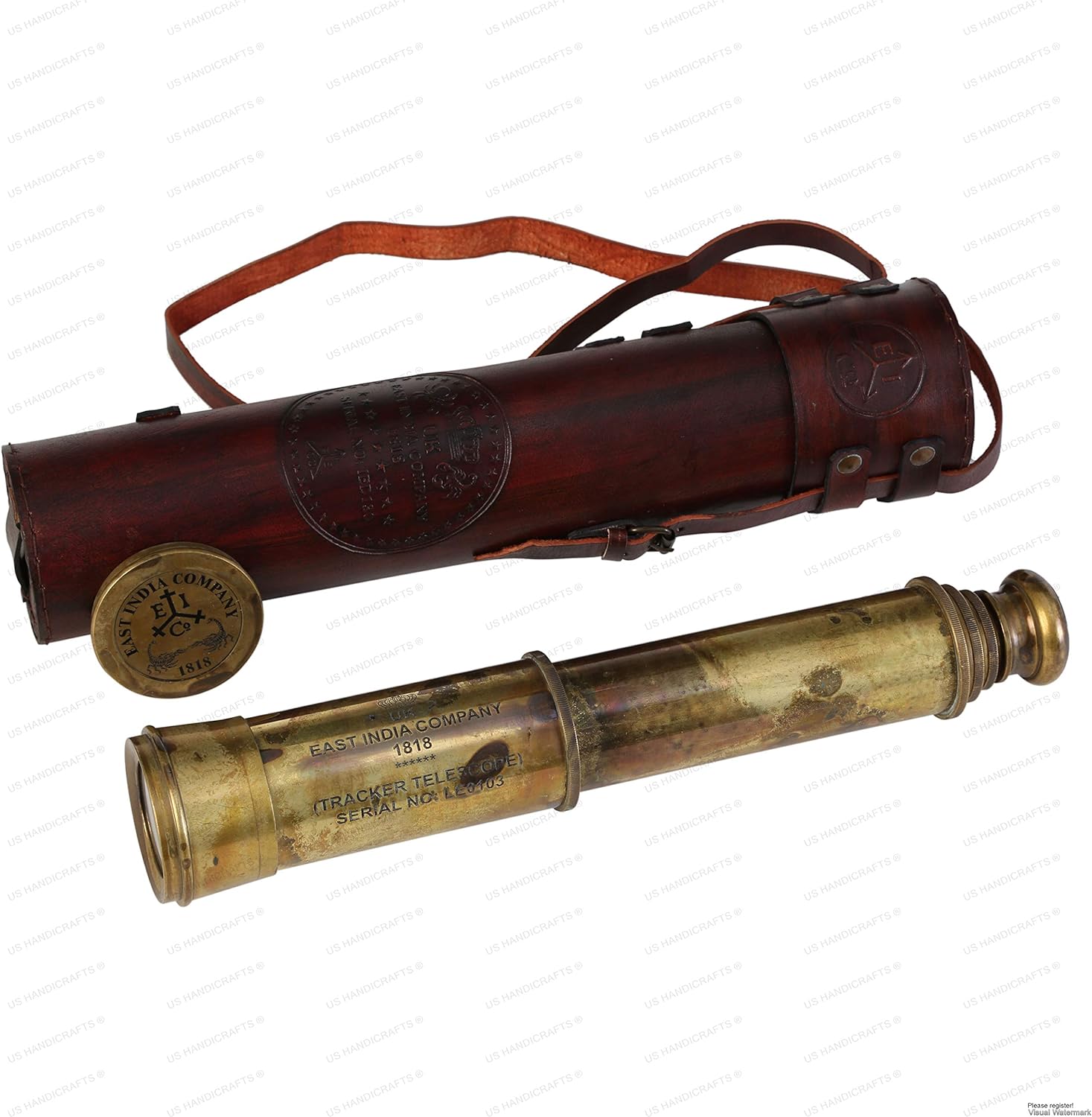 Vintage Brass Telescope 12"  Monocular Pirate Spyglass Scope With Leather Case 