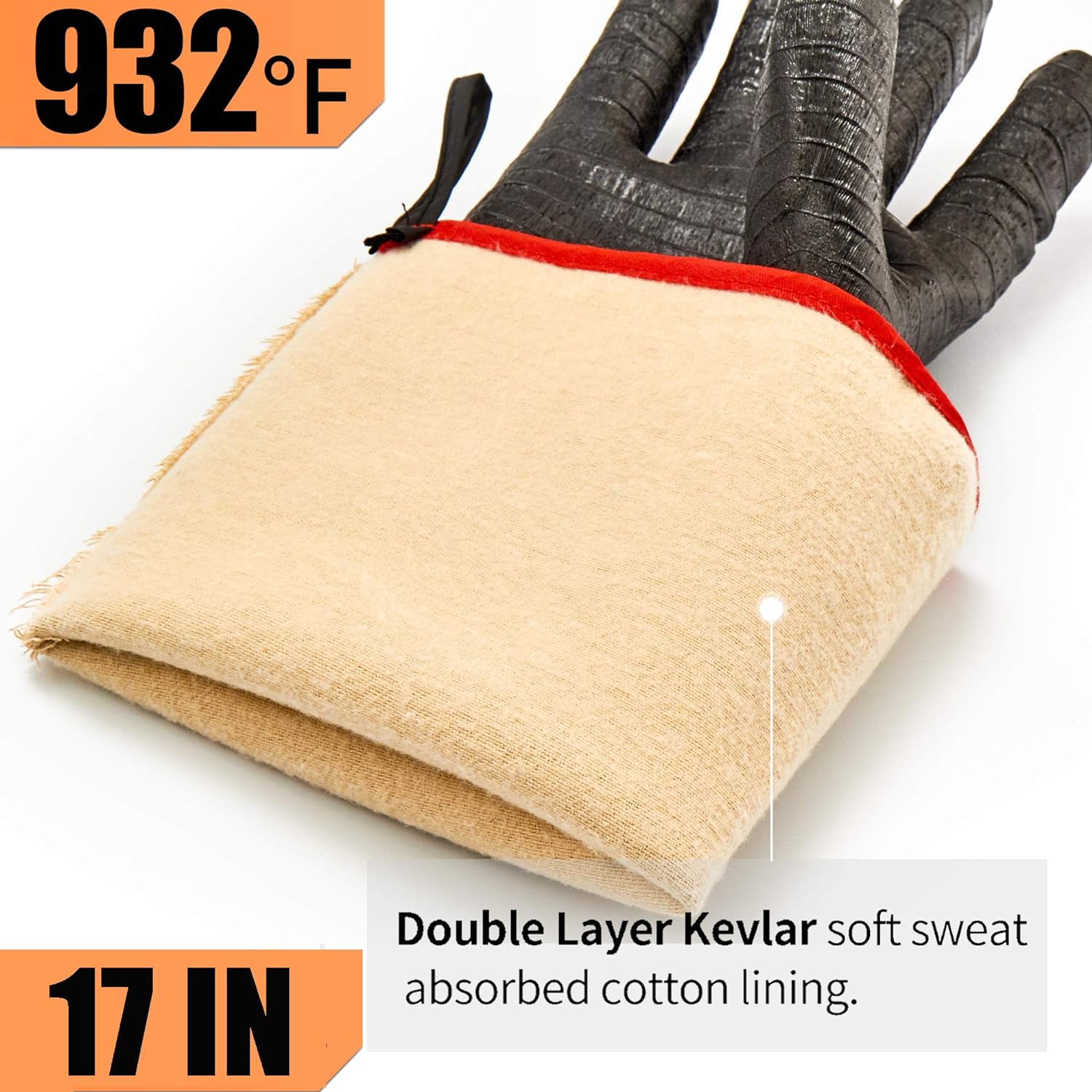 Fireplace Grilling BBQ Cloves BBQ Gloves Oven Mitt,Hand Protection from Grilling,Kitchen Double Layers Silicone CoatingHeat and Flame Resistant Up to 932°F Heat Resistant Cooking
