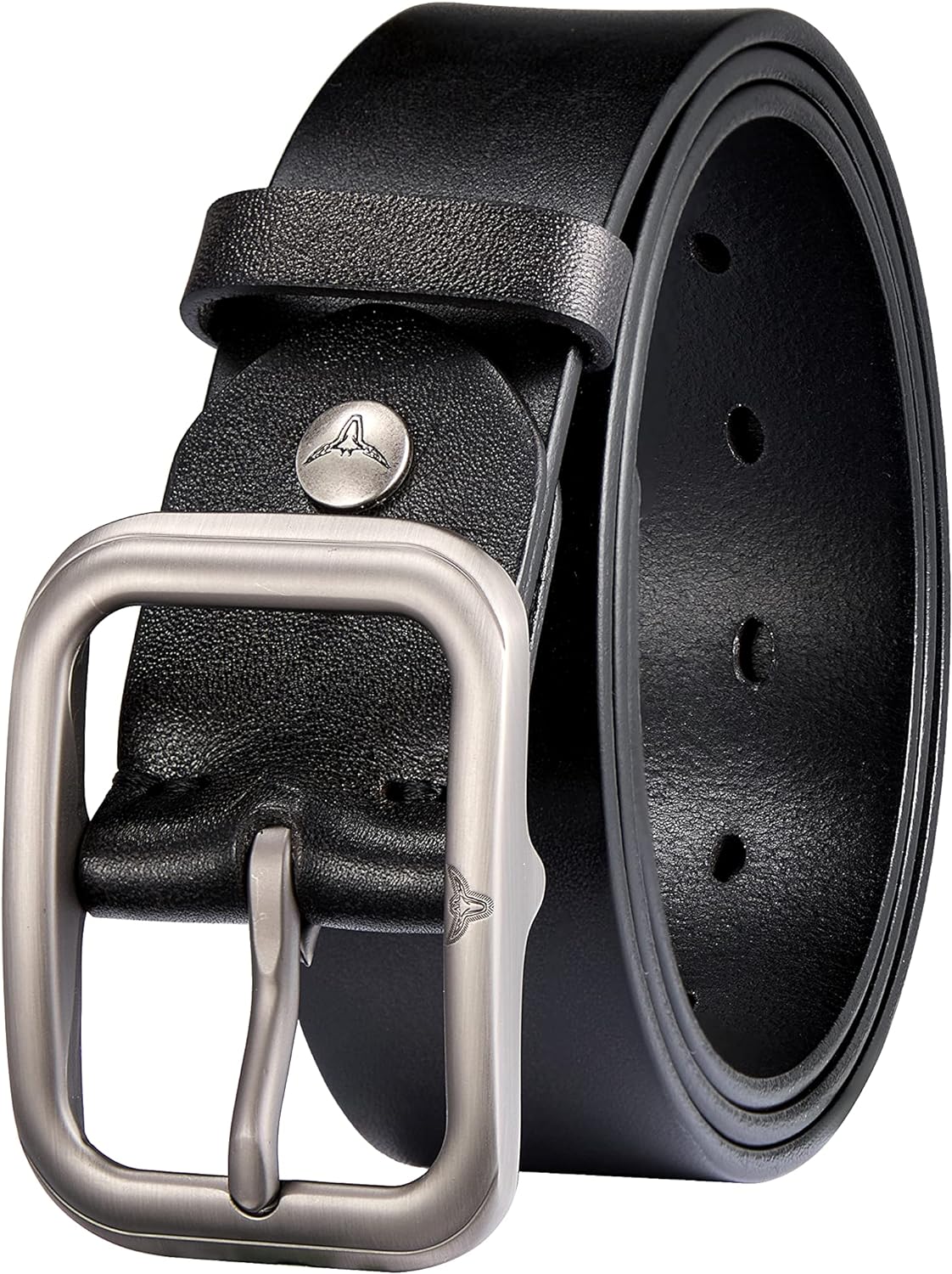 Mens Genuine Leather Casual Dress Belt with Single Prong Buckle 1.5 Wide