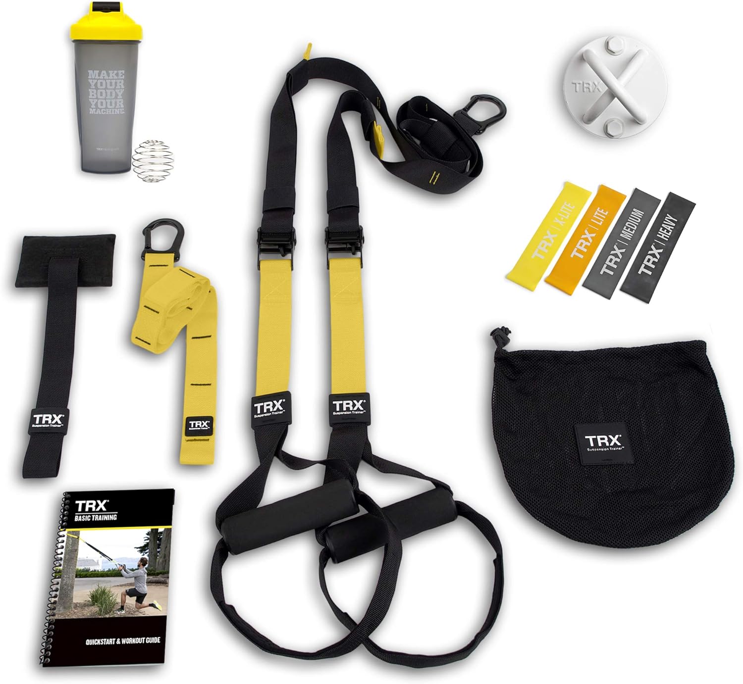 Yellow/Black TRX Home Gym Suspension Training Kit Bodyweight Resistance System 
