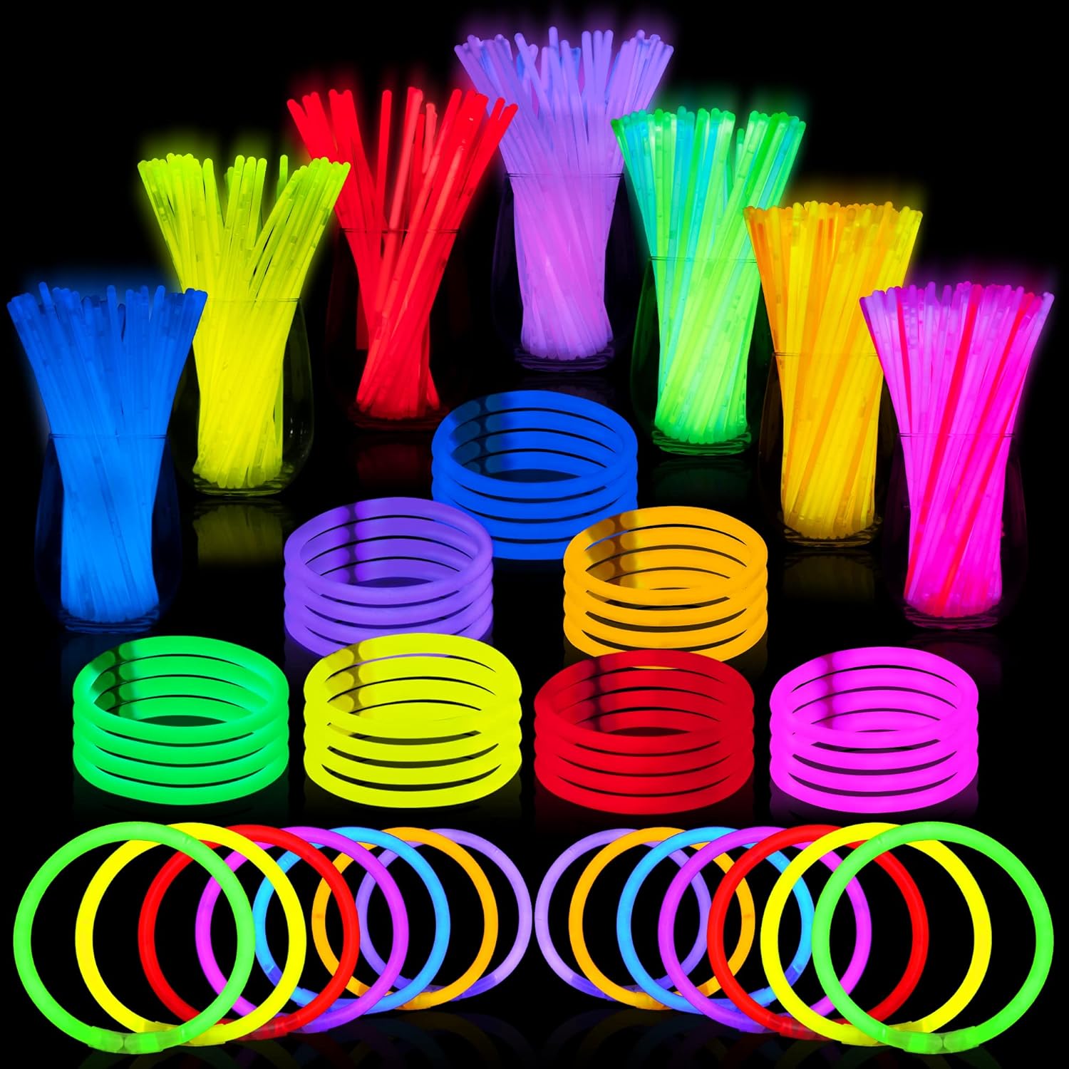 Details about   100 Glow Sticks Glow Sticks 7 colours mix with Strap Closure Glowsticks Party show original title 