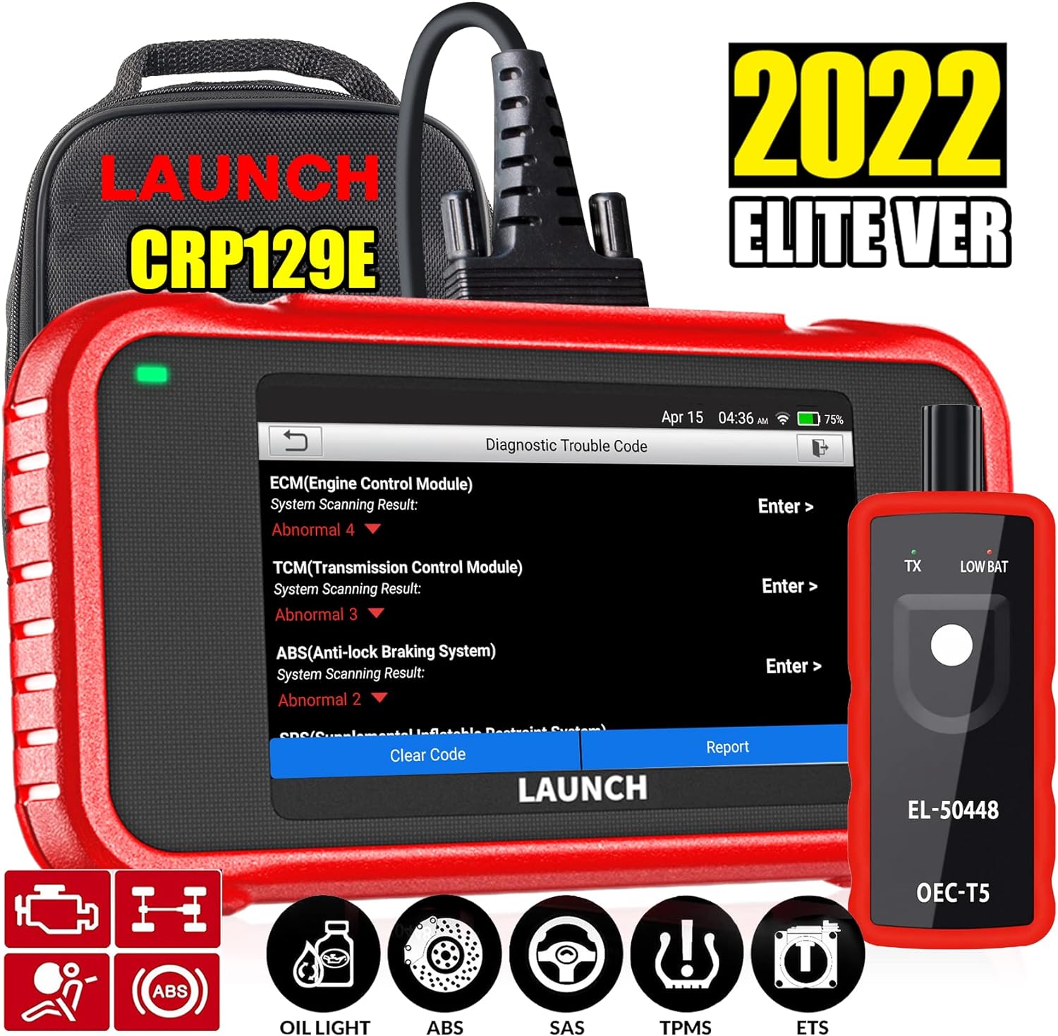 2022 LAUNCH OBD2 Scanner CRP123 Engine Diagnostic Scan Tool With EL-50448 TPMS