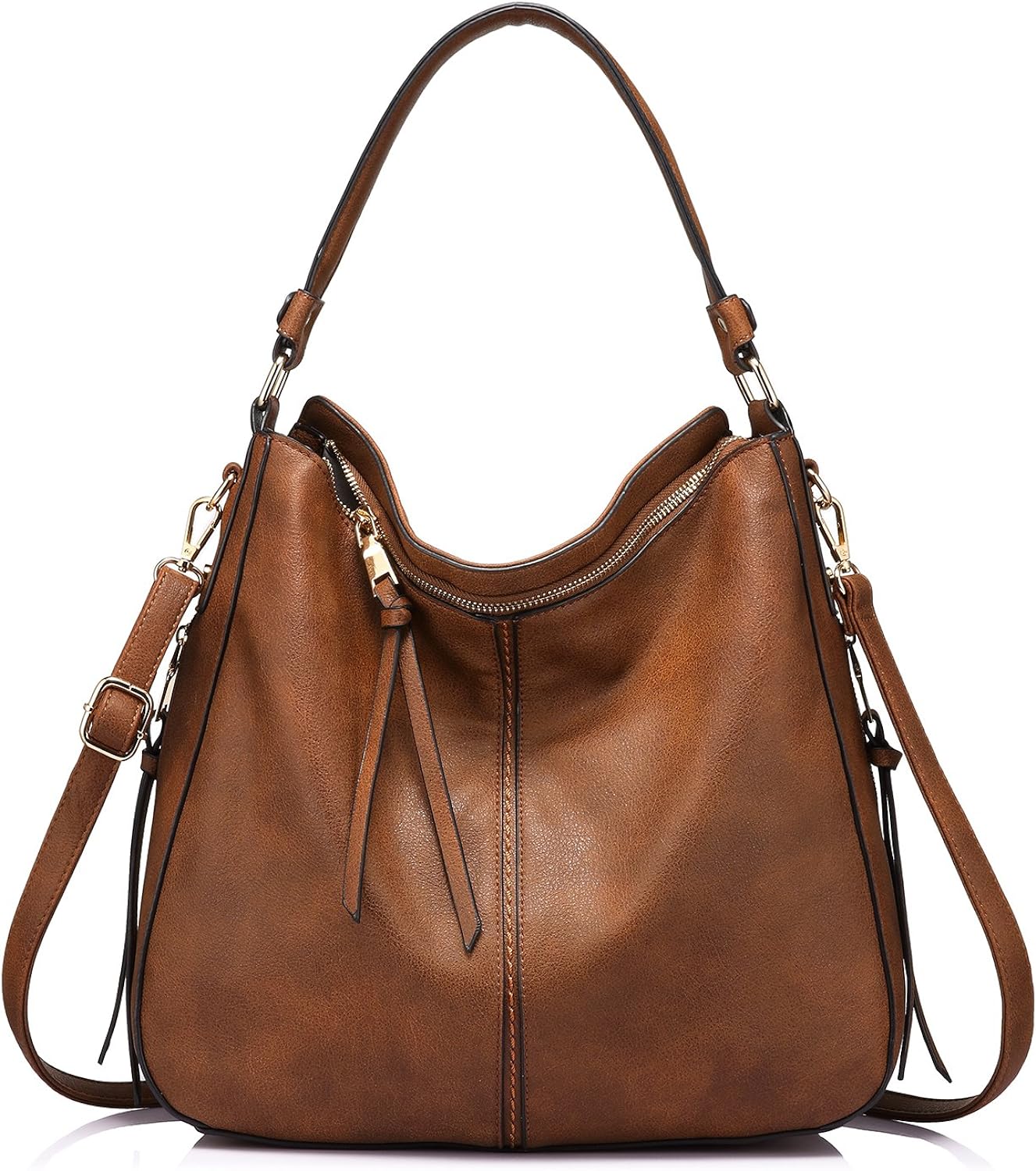 Ladies Faux Leather Front Zip Bucket Shoulder Bag Hobo Work Travel Handbag M2003 