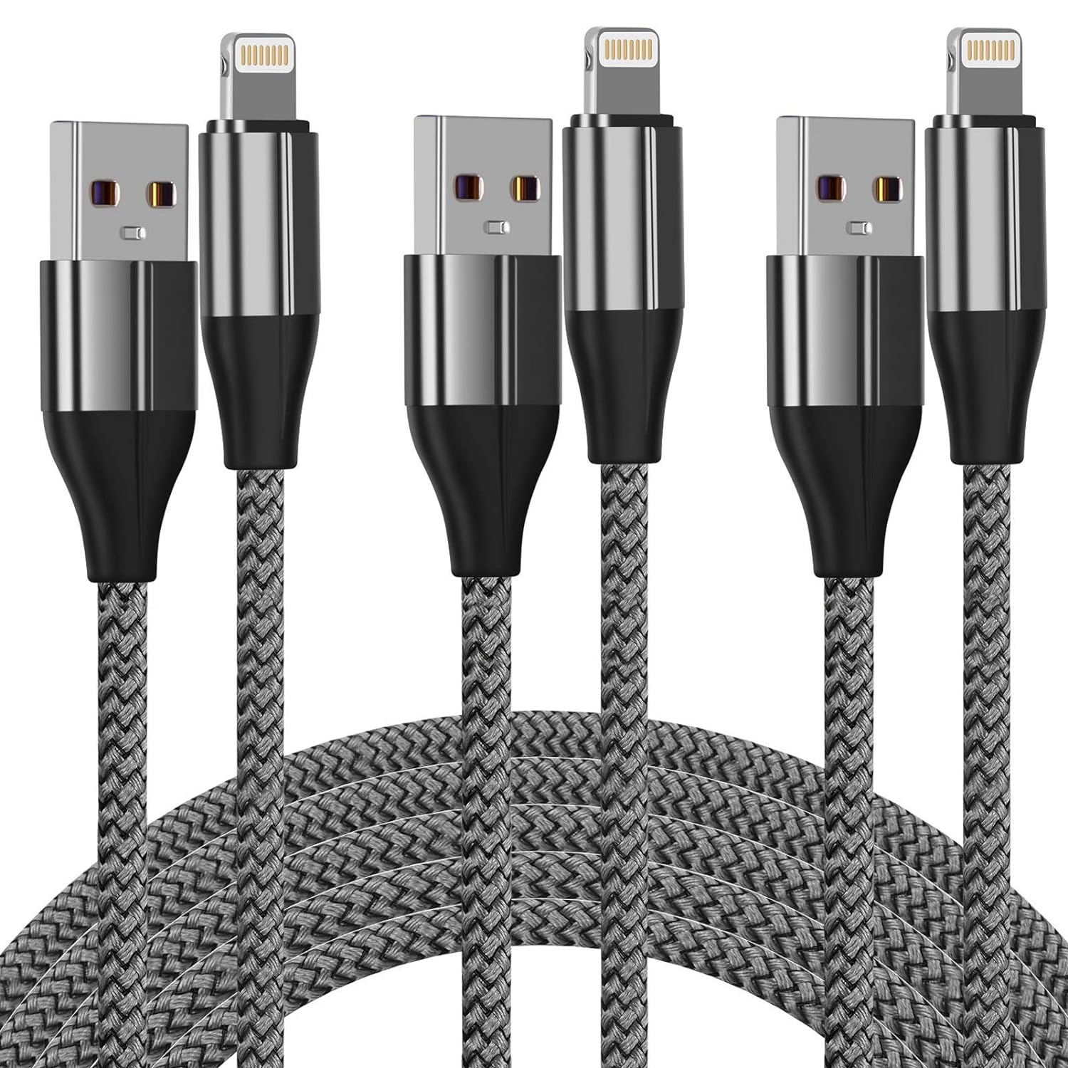 HJL 6.5 Ft Charger Woven Fabric Mobile Phone Data Cable Protect Battery Effectively Stable Charing Current Perfect Compatible for Apple Devieces,A