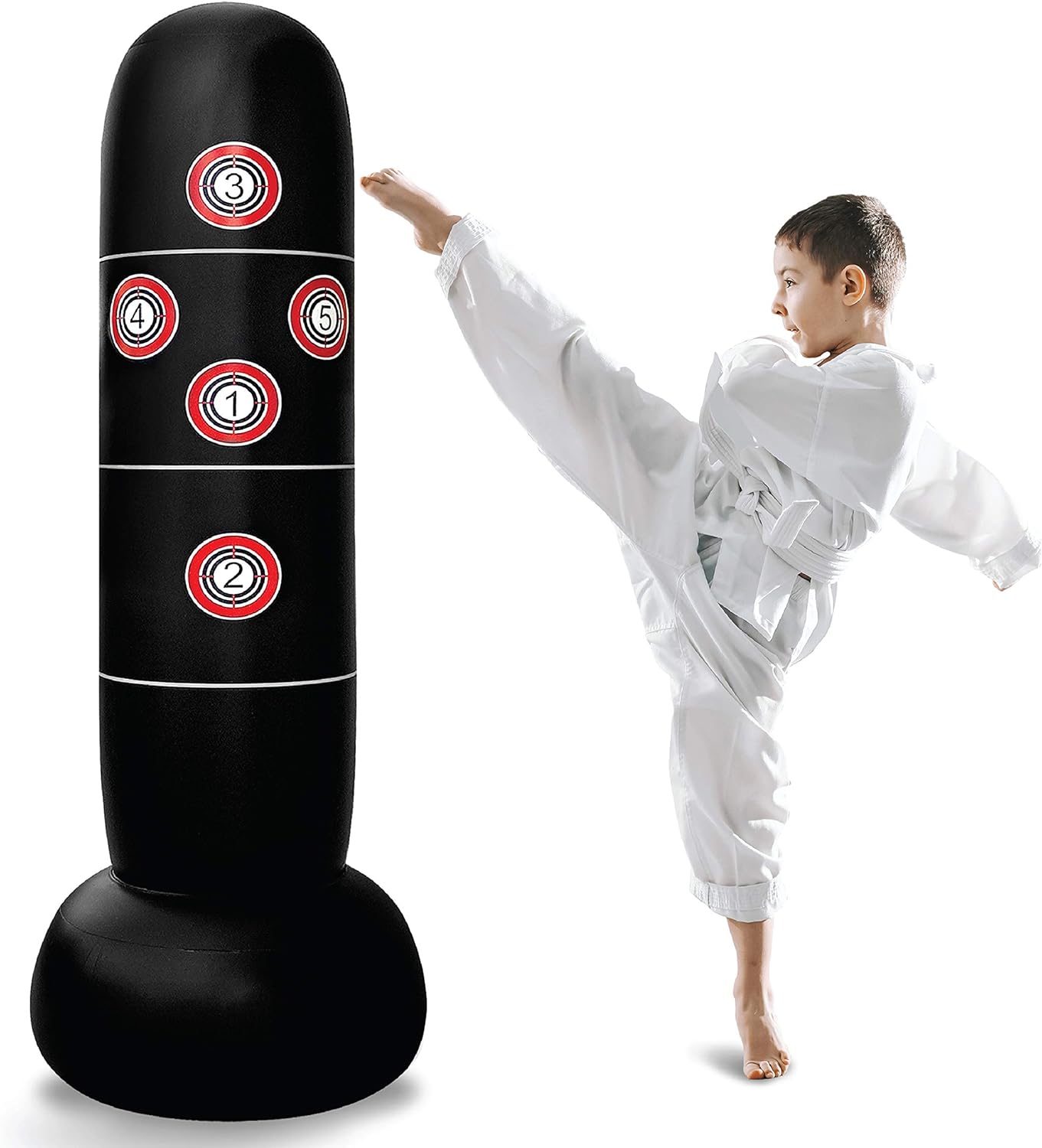 Inflatable Boxing Punching Bag Free Standing Kicking Kids Adult Martial Fitness 