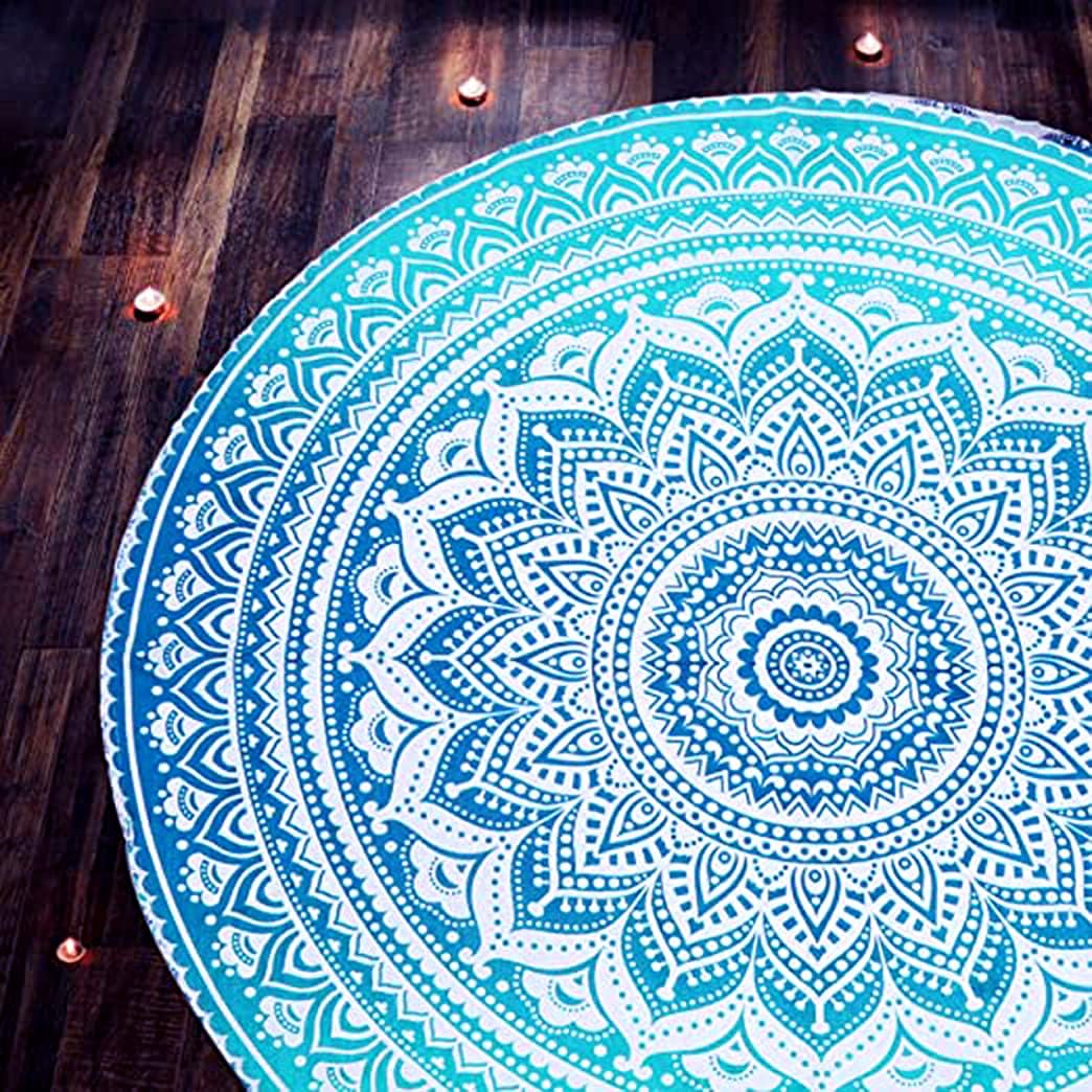 Round Mandala Boho Towel Tapestry Hippie Beach Blanket Indian Roundie Yoga Mat 