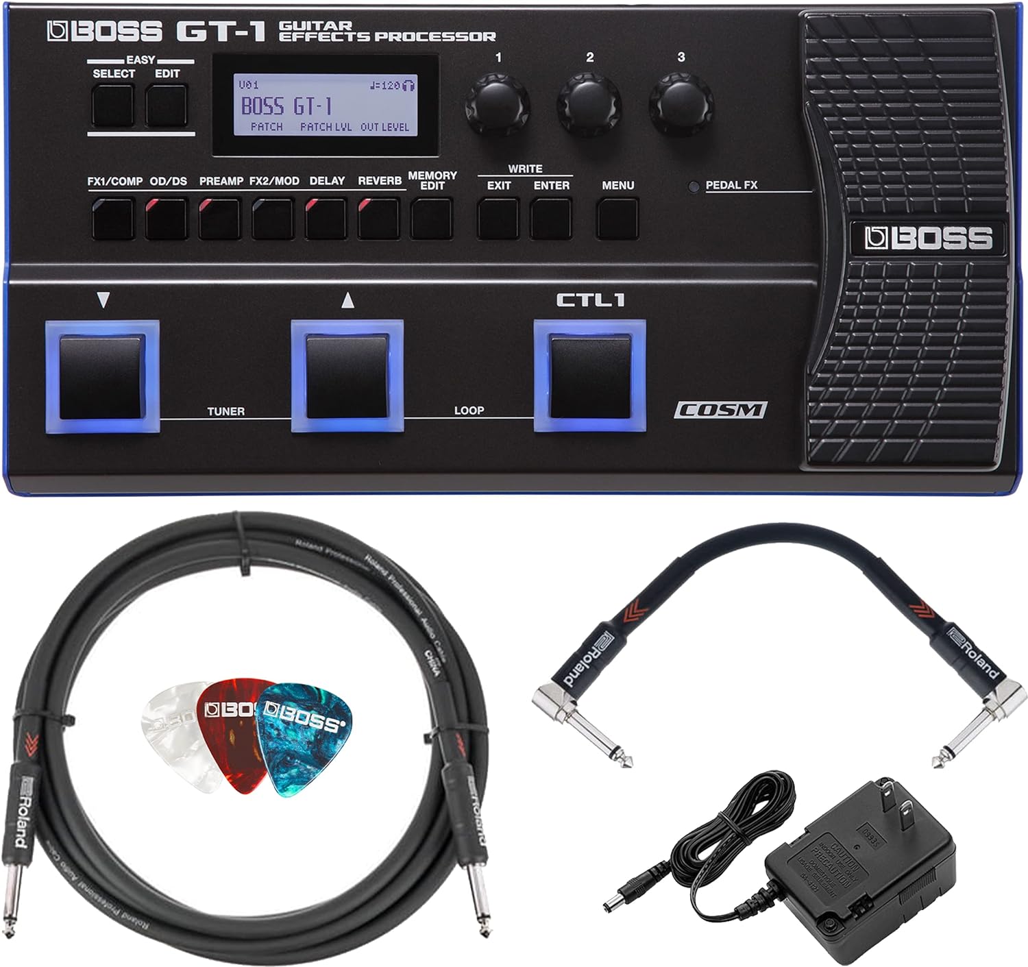 Buy BOSS GT-1 Guitar Effects Processor Bundle with AC Adapter, Roland  Instrument Cable, Patch Cable, and Picks Online in Pakistan. B09N7T3ZXV