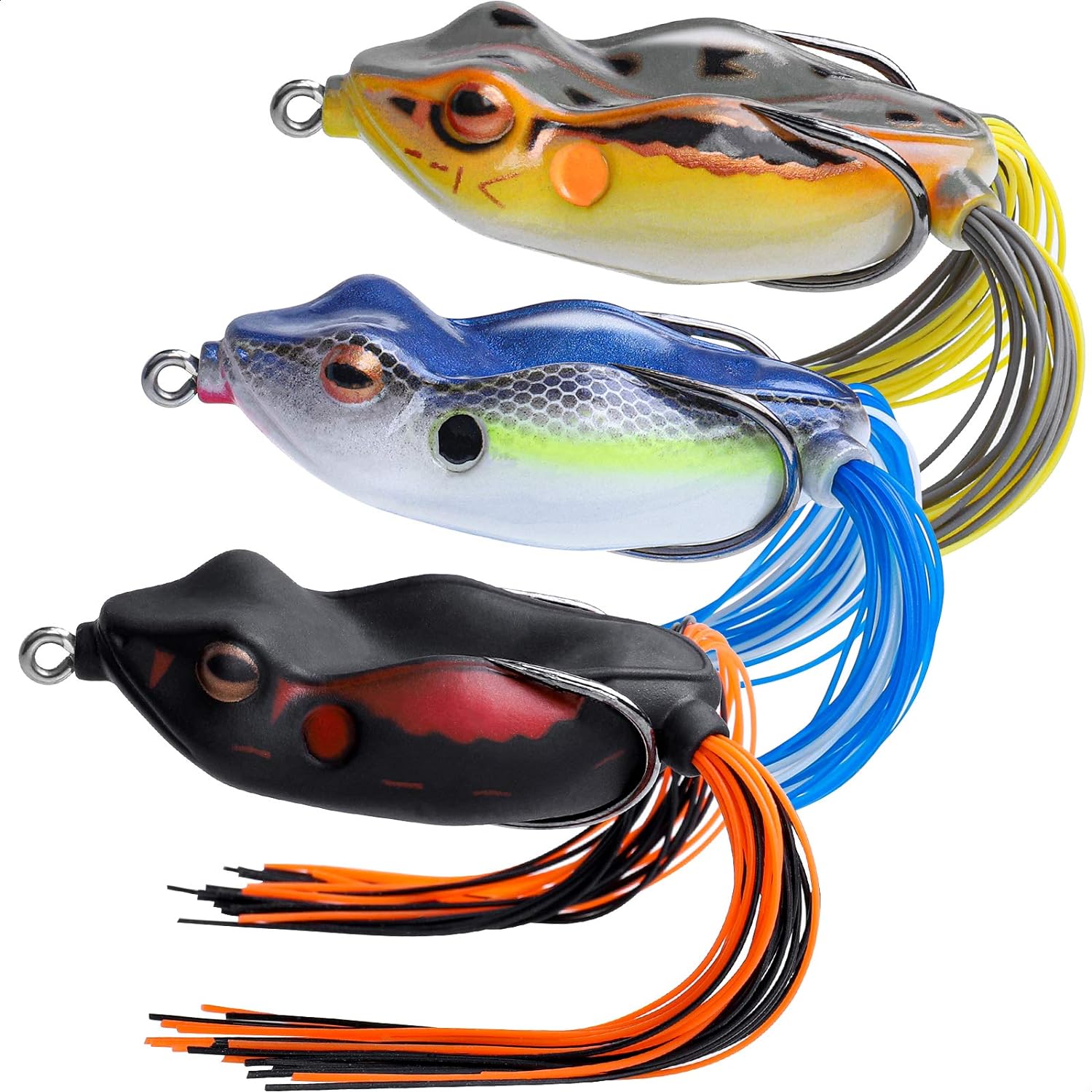 Topwater Frog Fishing Lure 5pcs Fishing Artificial Lures Fish/Frog Bait Hollow Body Soft Fish Lure Kit for Freshwater Saltwater Box Tackle