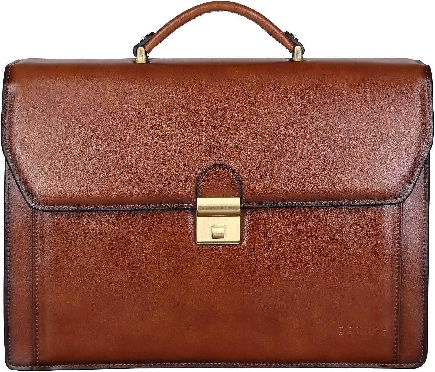Briefcase Attache Shoulder Messenger Bag Laptop Bag 14" Genuine Leather Business 