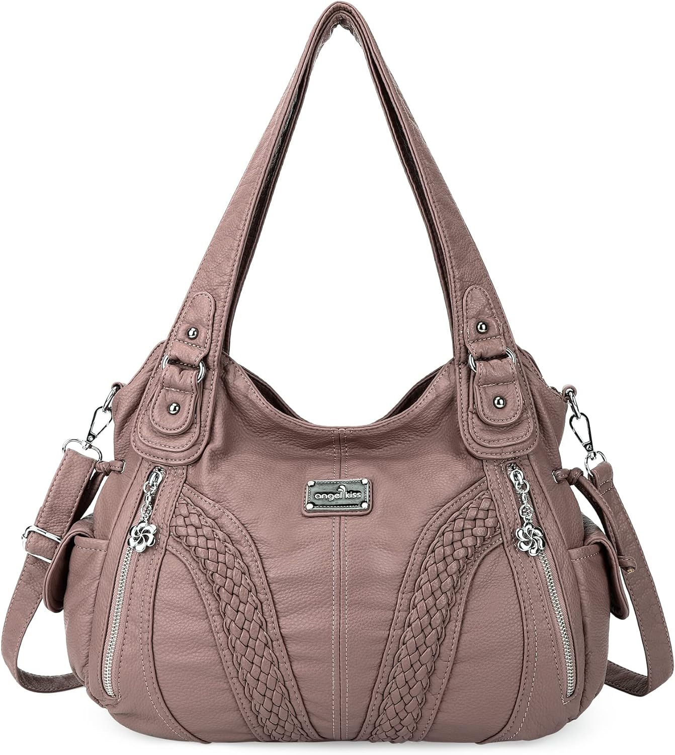 Women PU Leather Tote Shoulder Bags Hobo Handbags Satchel Messenger Bag Purse QK