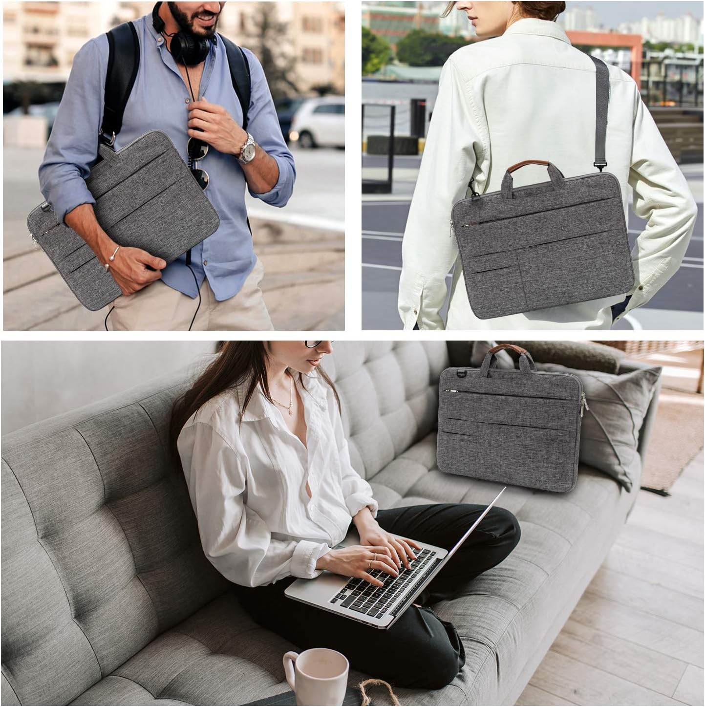 KINGSLONG 15.6 Inch Laptop Bag Messenger Shoulder Bag Multifunctional Backpack Hand Bag Black Briefcase Travel Backpack