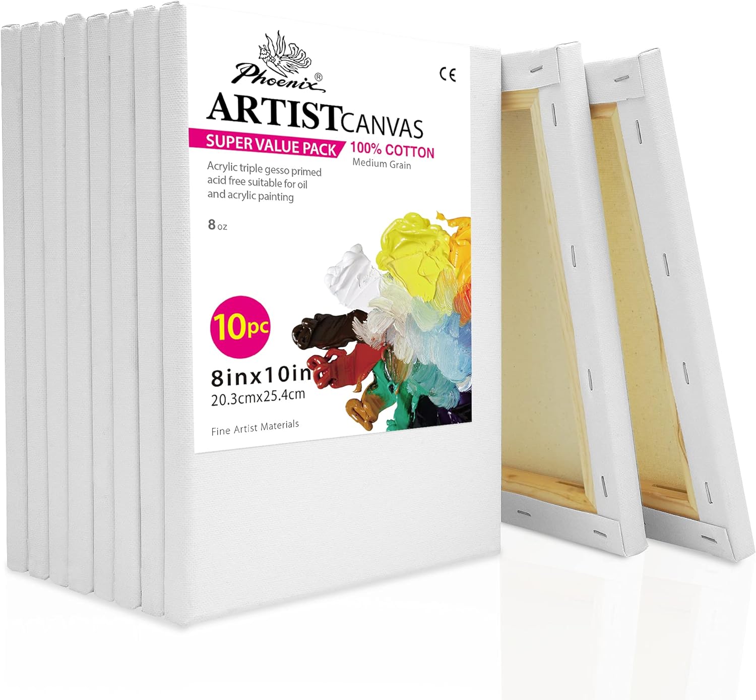ZANFUN Stretched White Blank Canvas Cotton Artist Oil Painting Canvas for Acrylics,Oils & Other Painting Media