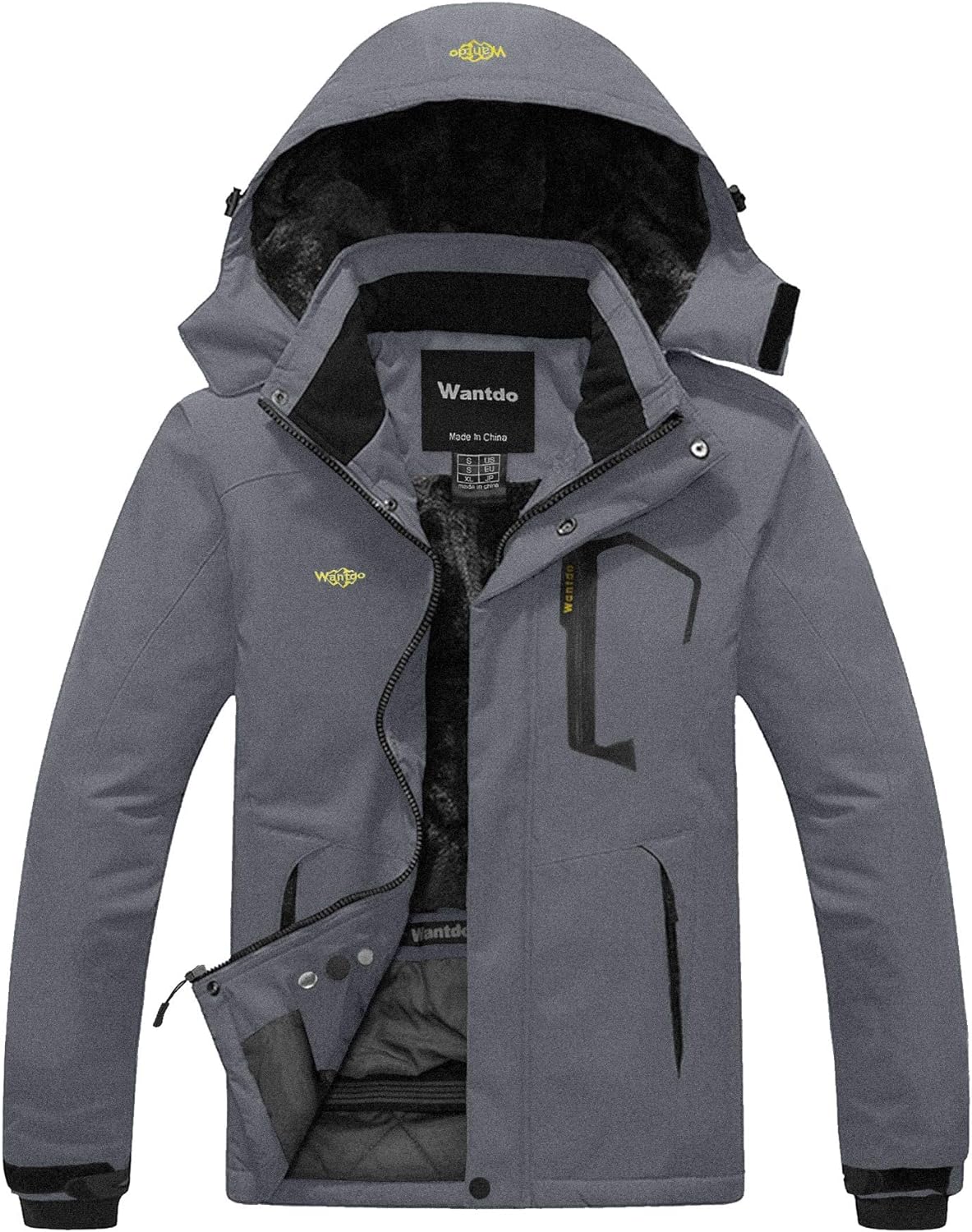 Wantdo Mens Ski Jacket Windproof Removable Hood