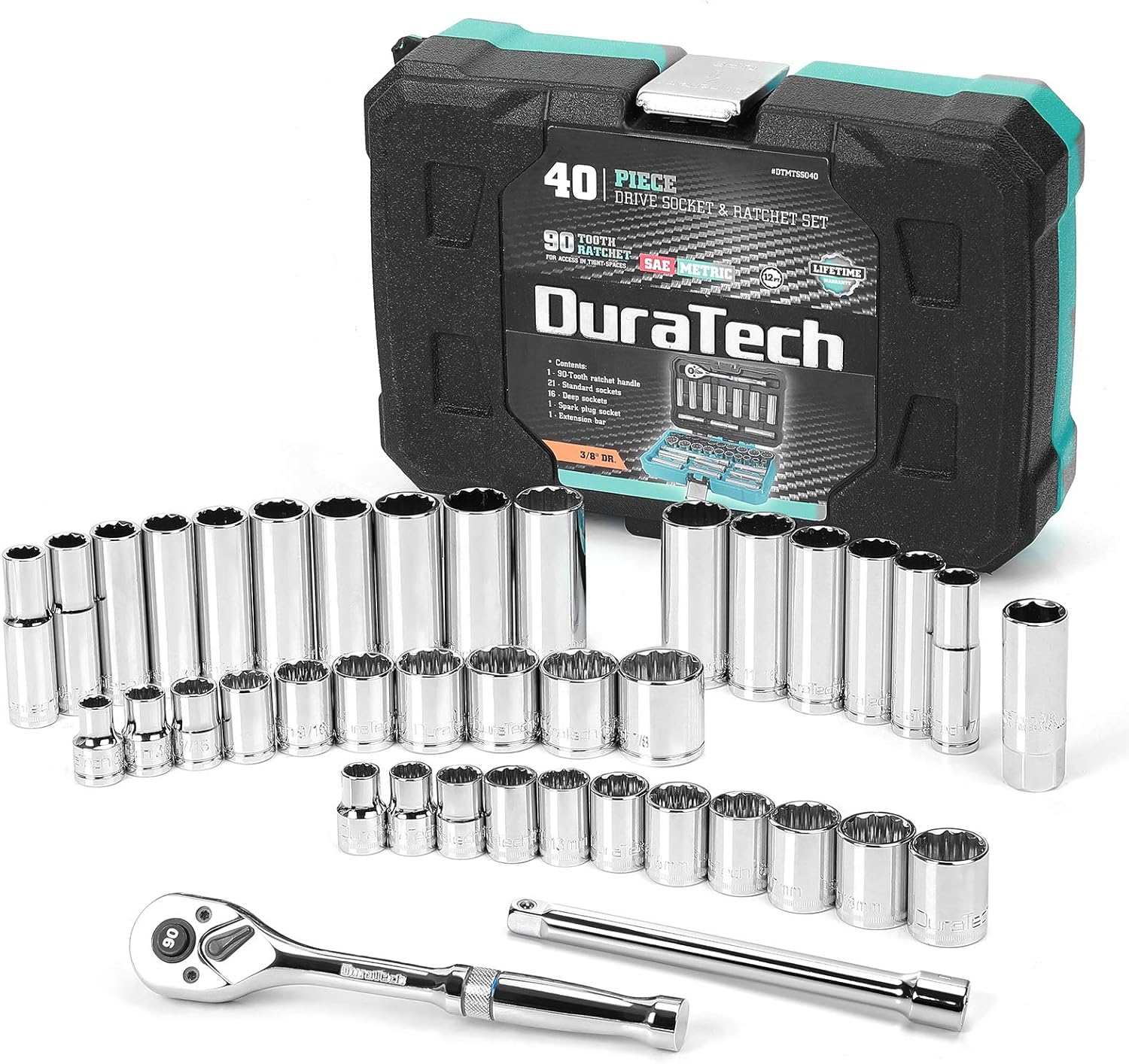 40 Piece Ratcheting Socket Wrench Set Metric and Standard 6-Point Hex Socket O 