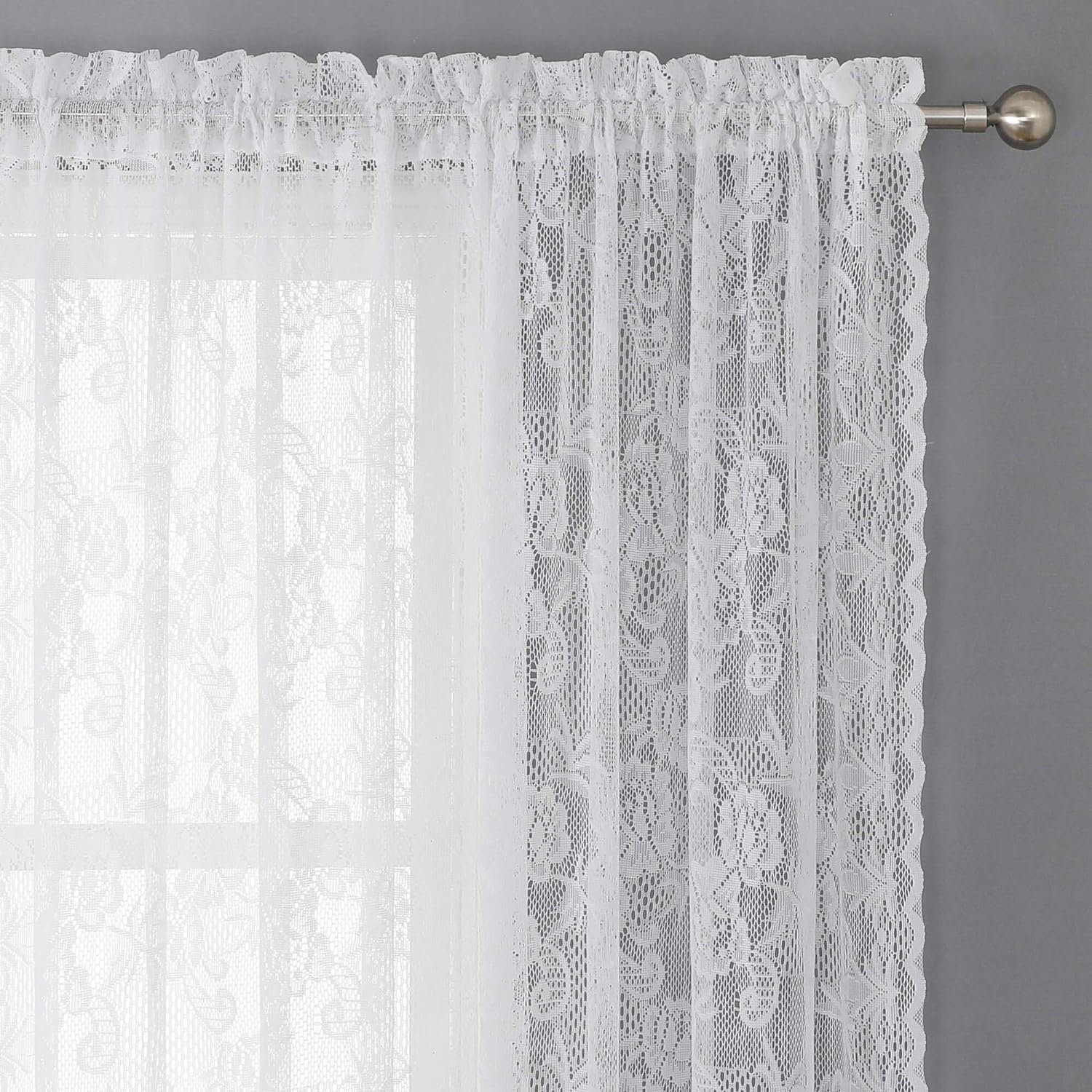 Short Fashion White Lace Sheer Curtain Valance Bedroom Living Room Window Drapes 