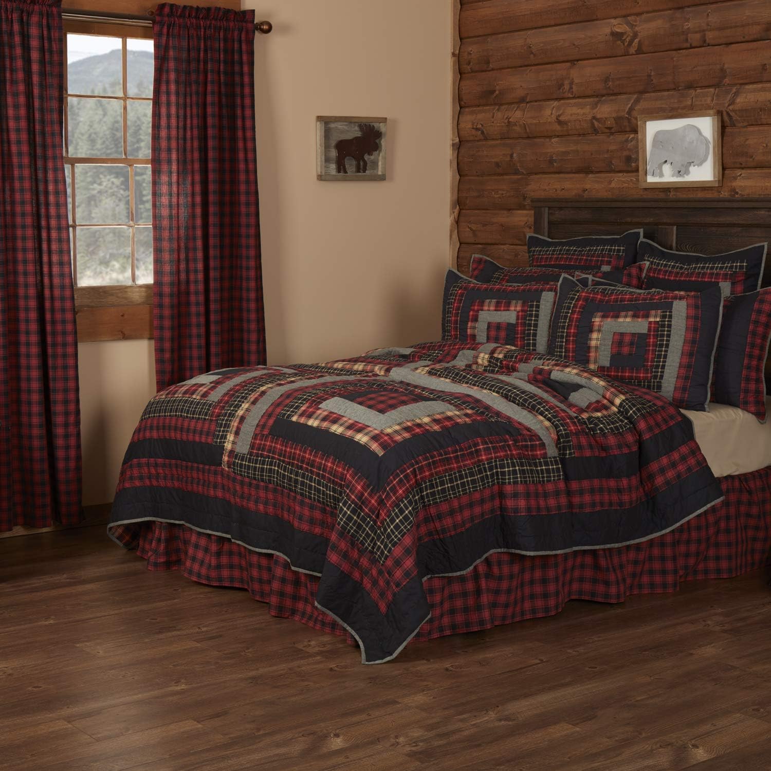 VHC Brands Millsboro Fabric Euro Sham 26x26 Country Rustic Bedding Accessory Tan 