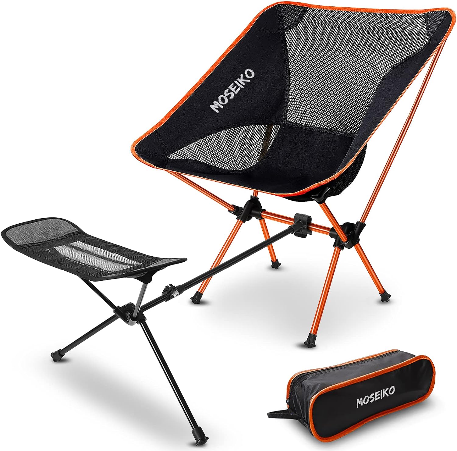 Orange Outdoor Folding Chairs,Camping Chair Ultralight Hiking Portable Compact Backpacking Chair Folding Chairs with Lightweight Carry Bag 