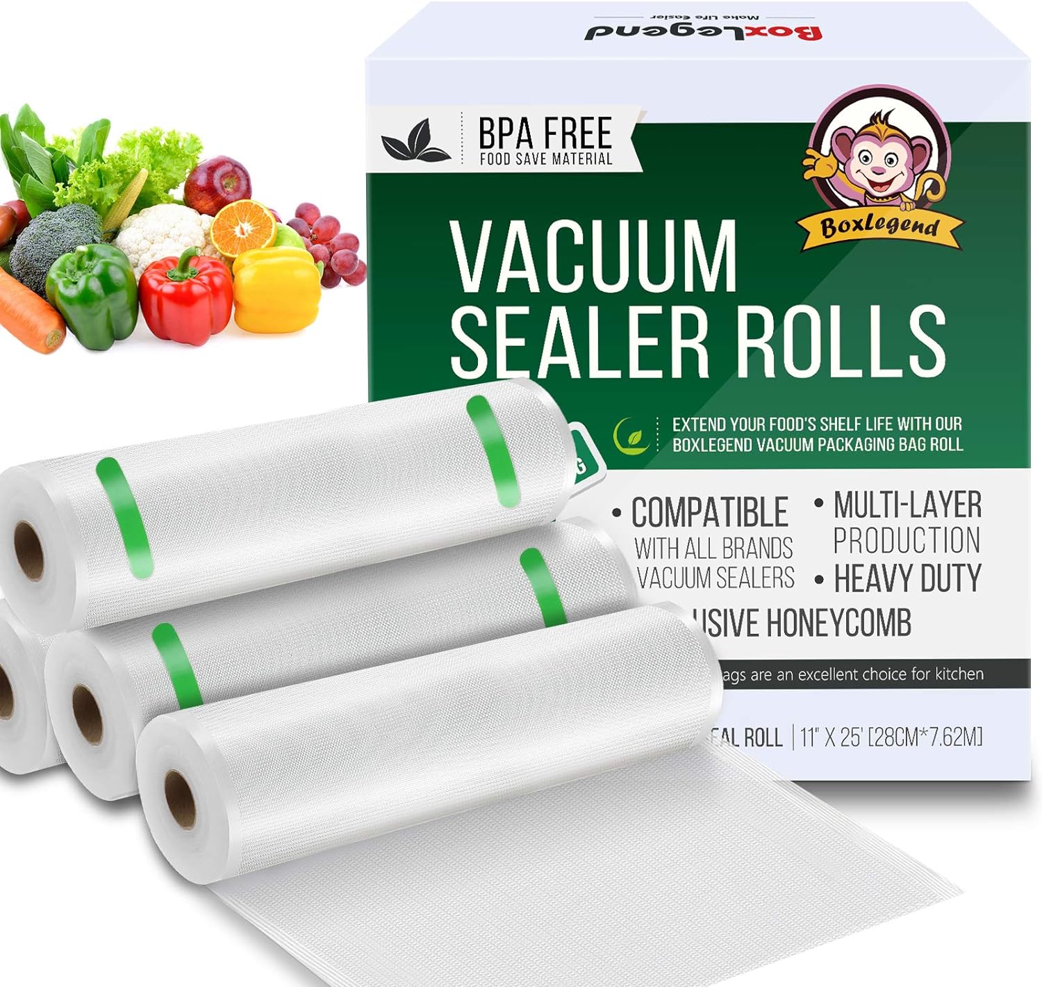 100 Quart 8 x12 Honeycomb Embossed Vacuum Sealer Bags for FoodSaver Thicker bag 