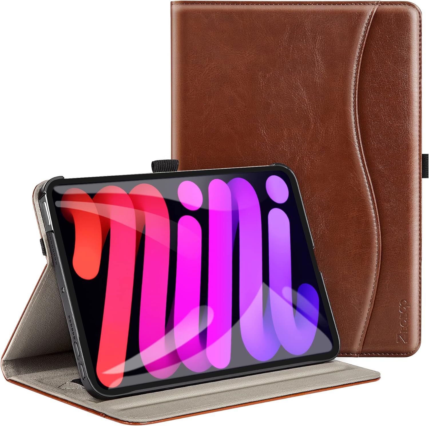 with Pencil Holder,applies Cowhide Folio Cover for iPad mini4 Genuine Leather case,（Pattern-Brown+Pencil Holder） Gexmil for iPad 7.9 Inch mini5 Case