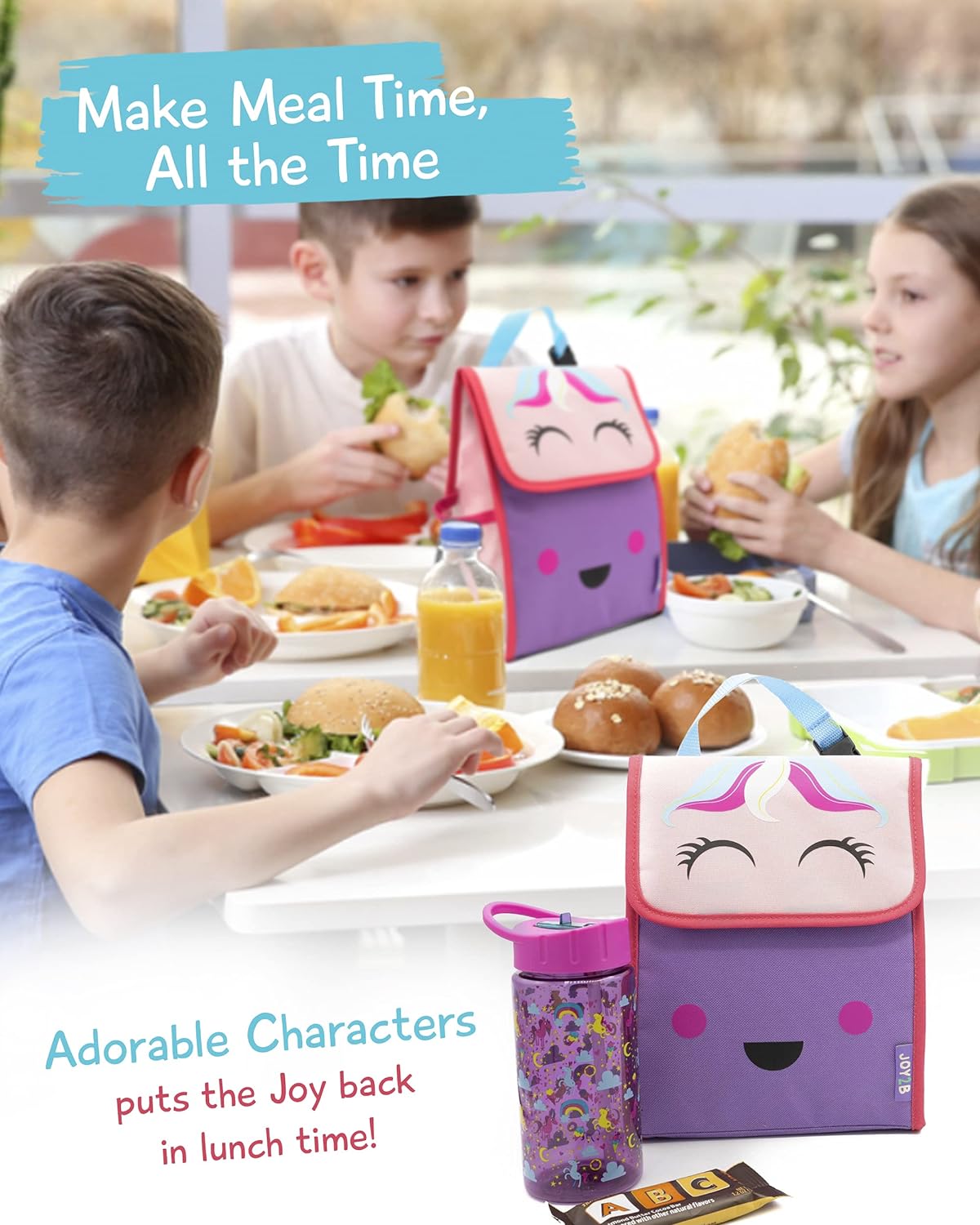 Kids Children Character Insulated Lunch Bag With Drink Bottle and Snack Box