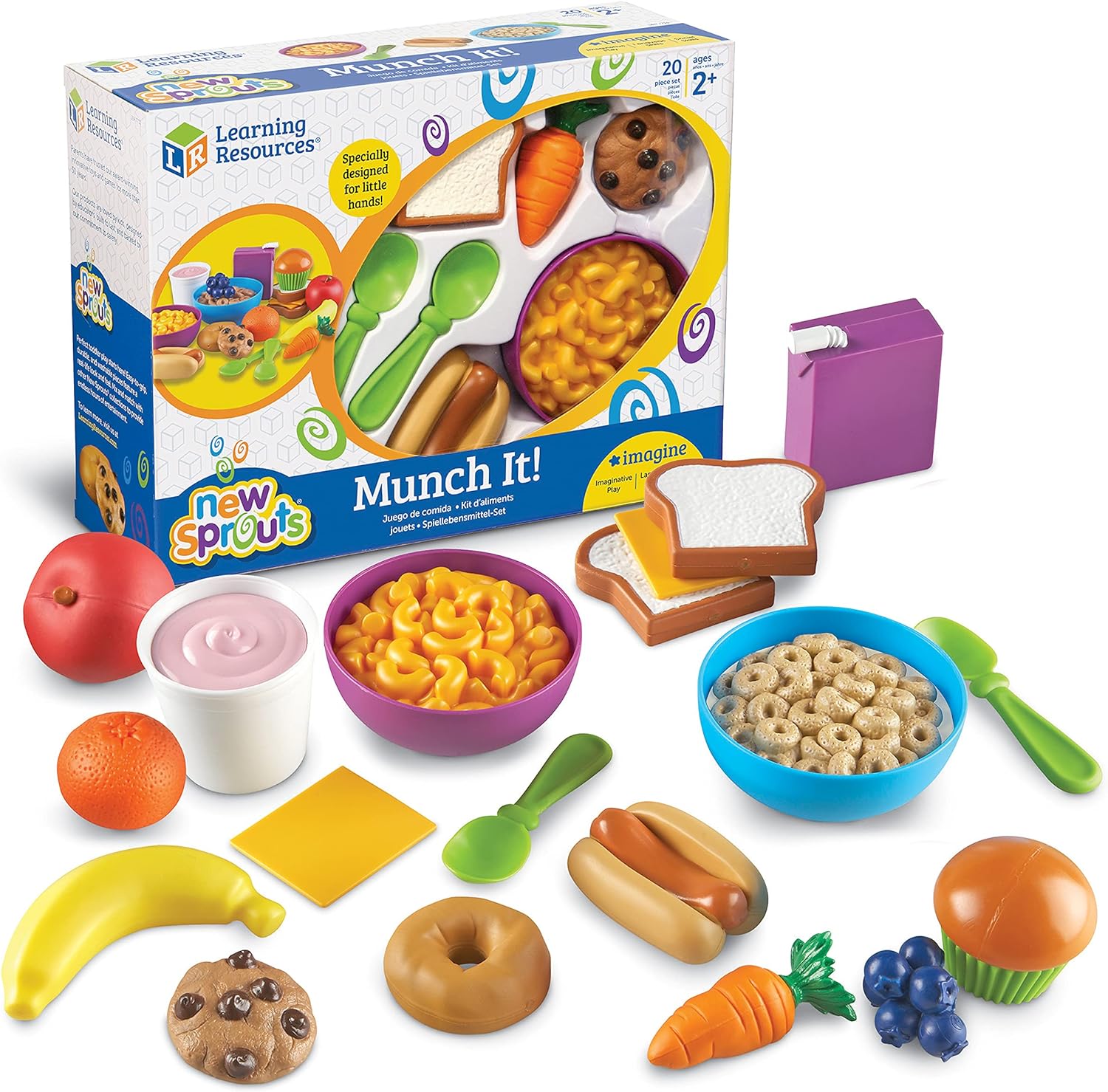 Learning Resources New Sprouts Breakfast Foods Basket Pretend Play 16 Pieces ... 