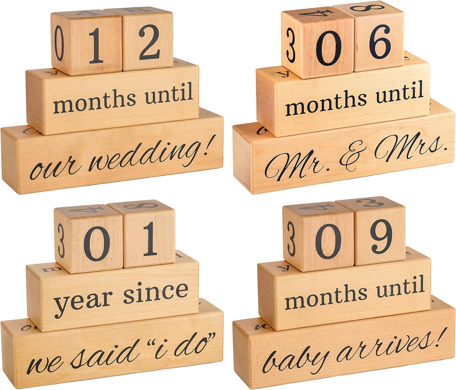 Wedding Countdown Calendar Wooden Blocks Engagement Gifts for Couples 