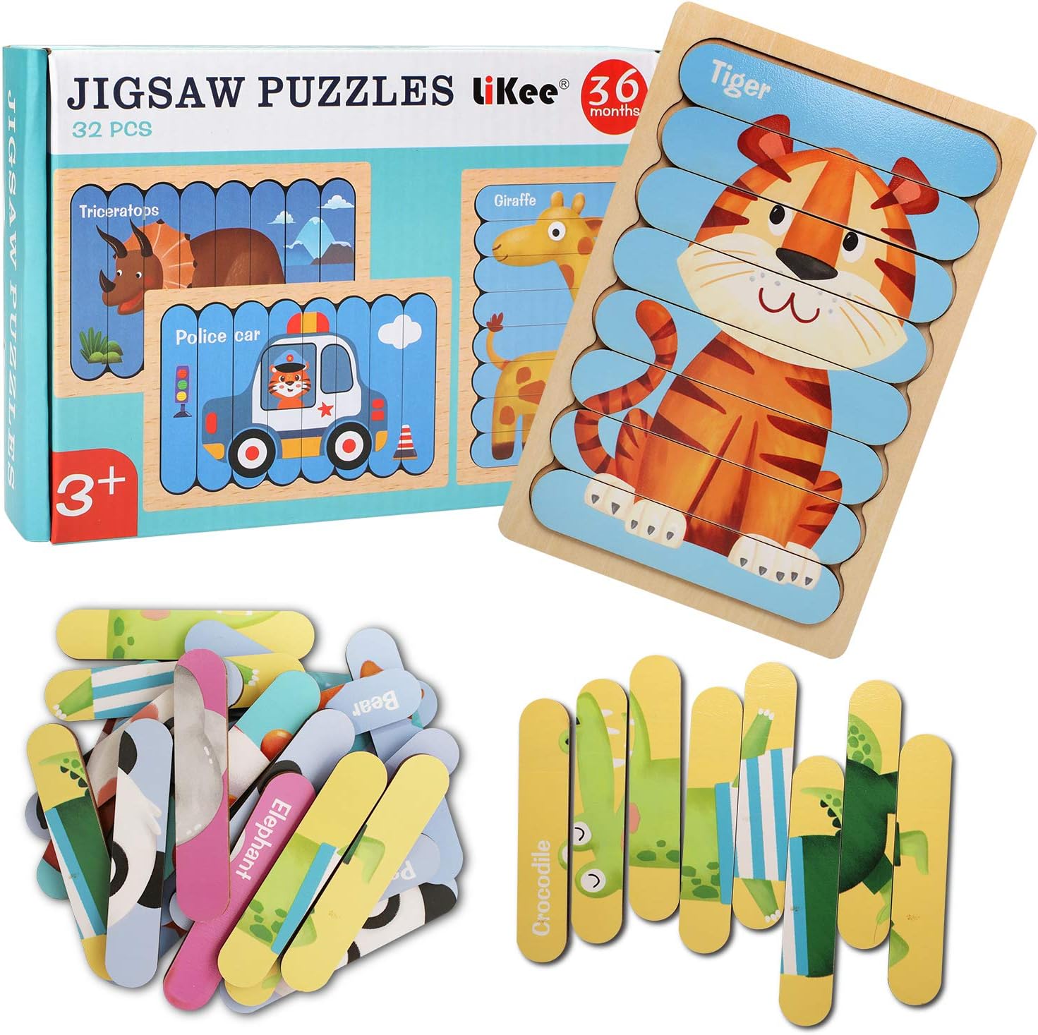 Wooden Jigsaw Puzzles Blocks Stacking Toys Peg Pre-school Educational Toys 