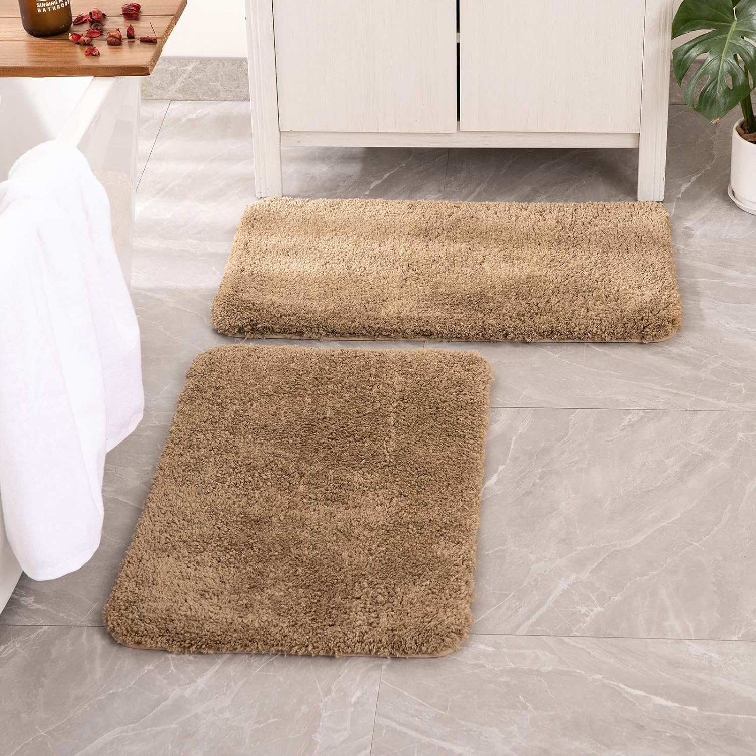 US Non-slip Bath Rugs Soft Mat Shaggy Microfiber Floor Toilet Bathroom Door Mats 