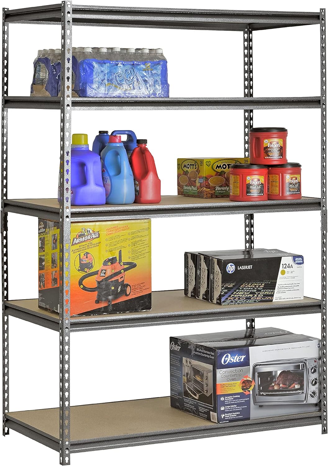 Hardware & Outdoor Heavy Duty Garage Shelf Steel Metal Storage 5 Level Adjustable Shelves Unit 72 H x 48 W x 24 Deep