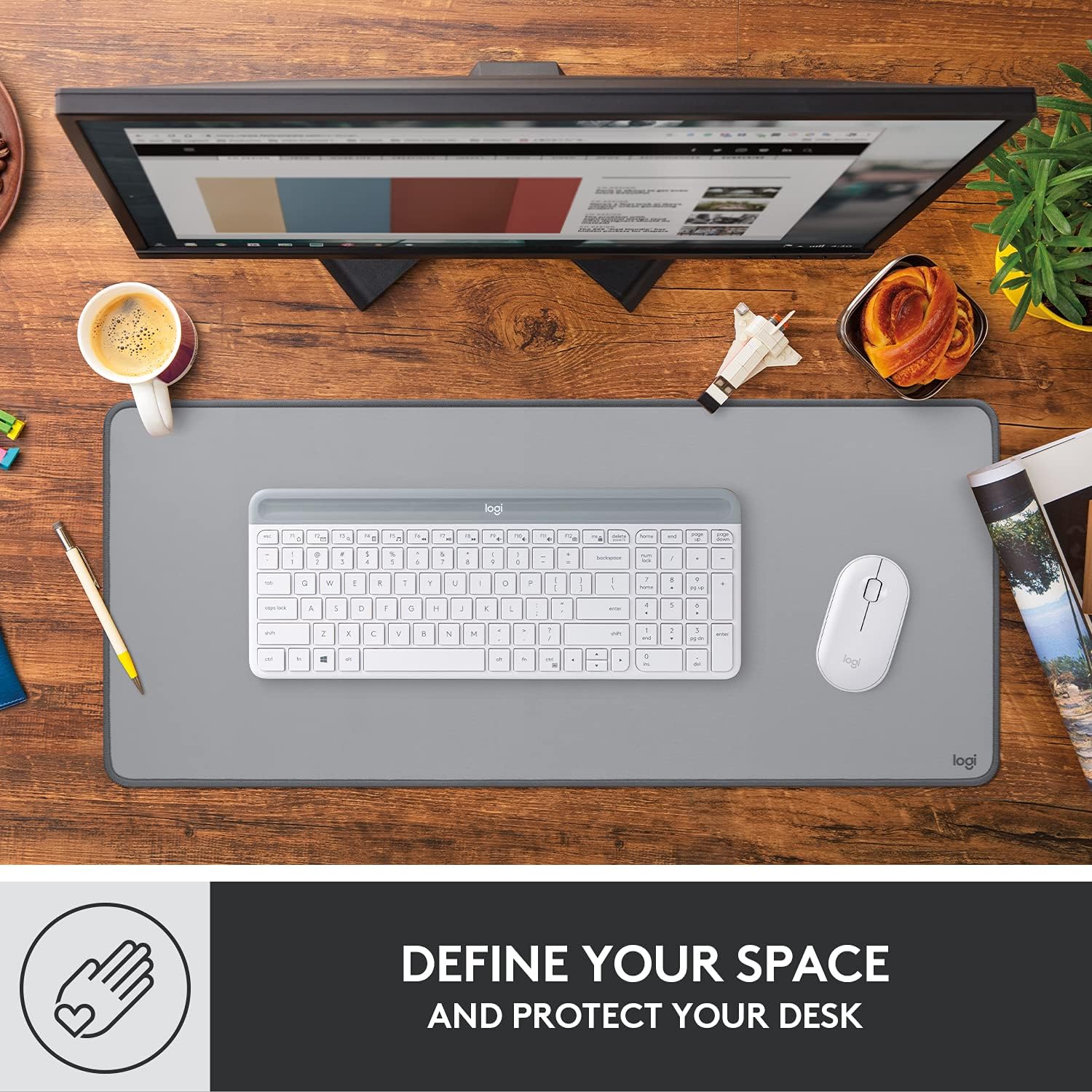 Buy Logitech Desk Mat - Studio Series, Multifunctional Large Desk Pad,  Extended Mouse Mat, Office Desk Protector with Anti-Slip Base,  Spill-Resistant Durable Design, in Mid-Grey Online in Pakistan. B09DV8WKK8