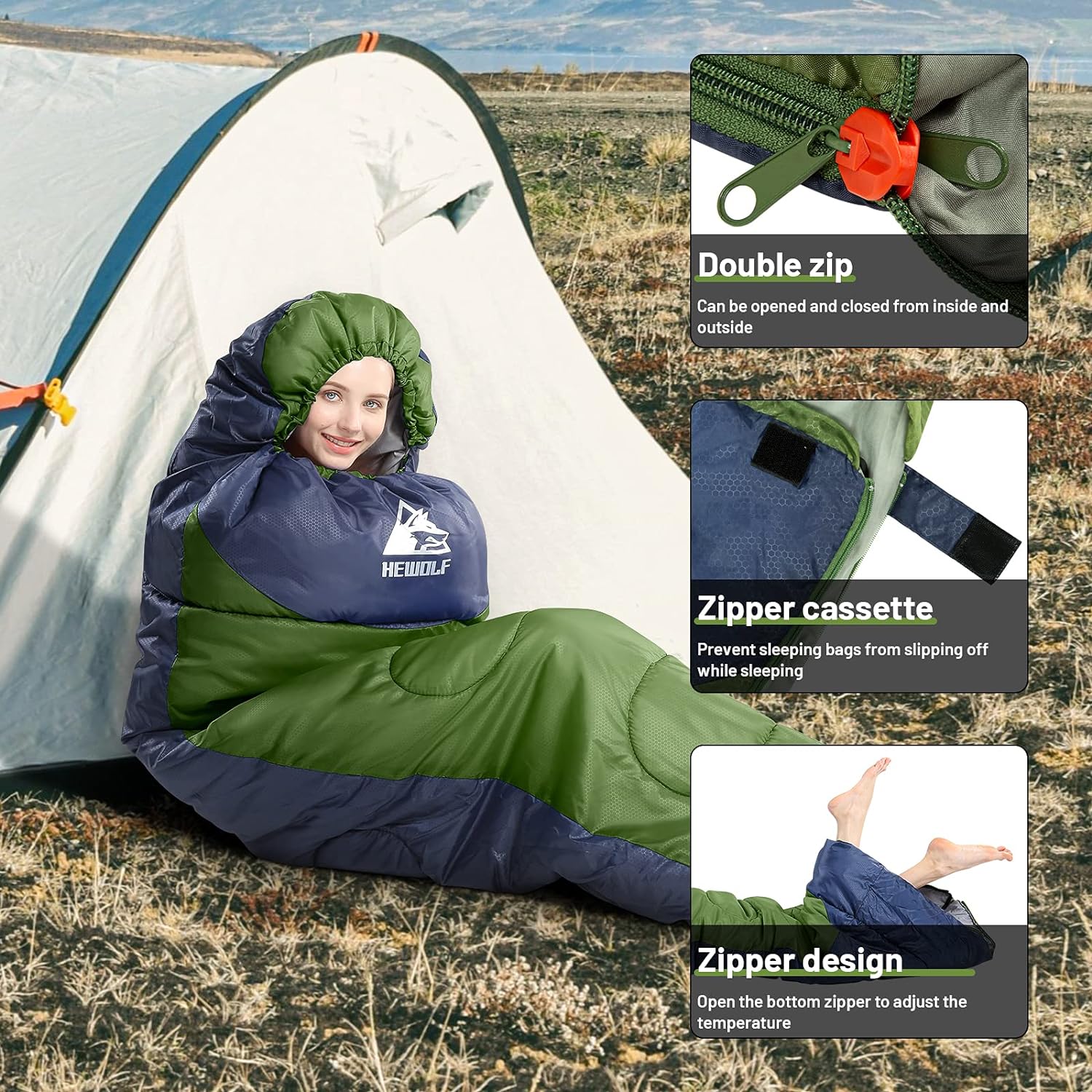 CAMEL CROWN Sleeping Bag Lightweight Warm Envelope Sleeping Bags With Compression Sack For Kids Adults 3 Seasons Outdoor Travel Camping