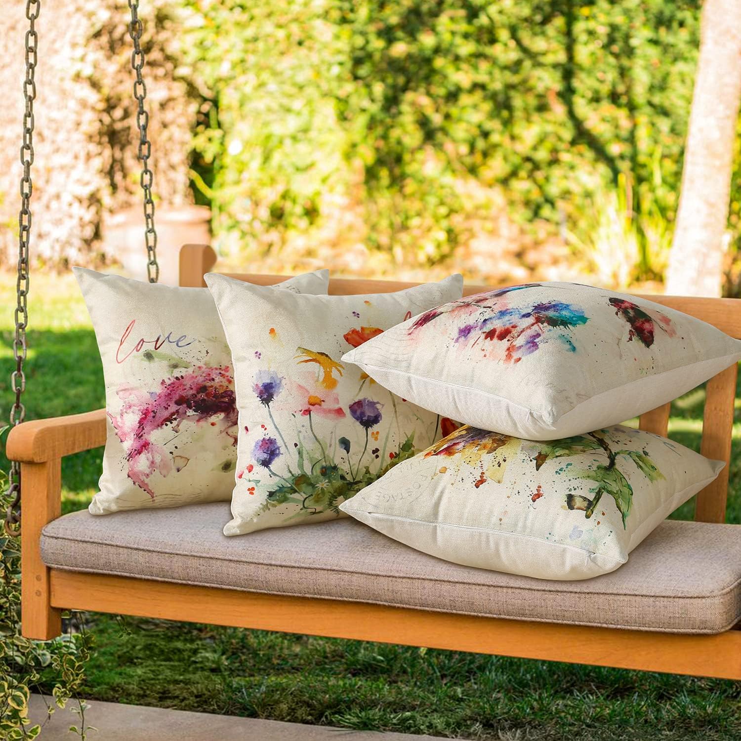 Colorful Butterfly OTOSTAR Pack of 2 Outdoor Waterproof Pillow Covers Decorative Throw Pillow Covers Square Cushion Case Garden Pillowcase 18x18 Inch Pillows Shell for Patio Furniture Couch Tent