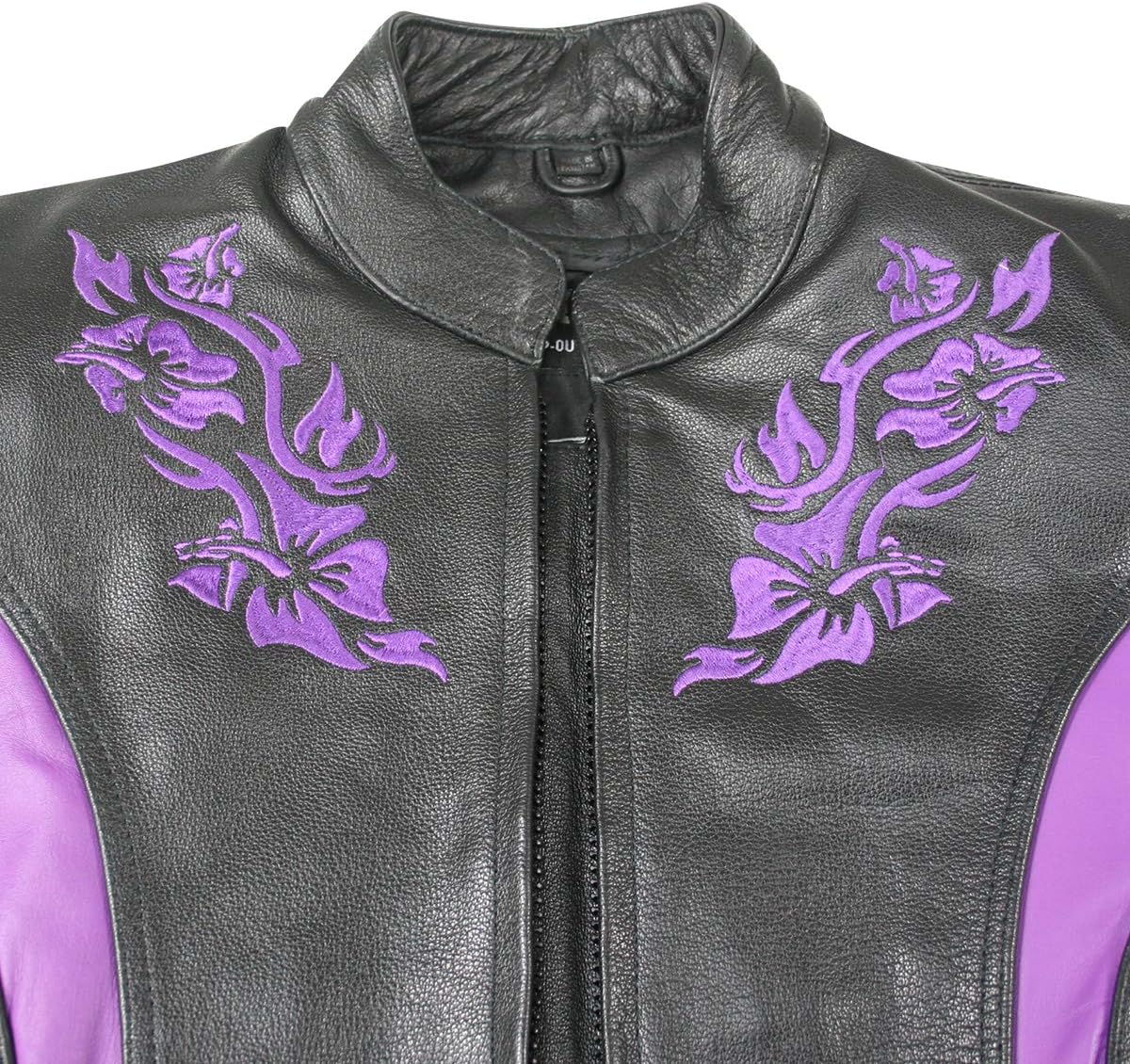 M Boss Motorcycle Apparel BOS22702 Ladies Black and Purple Mesh Racer Jacket with Full Armor 5X-Large