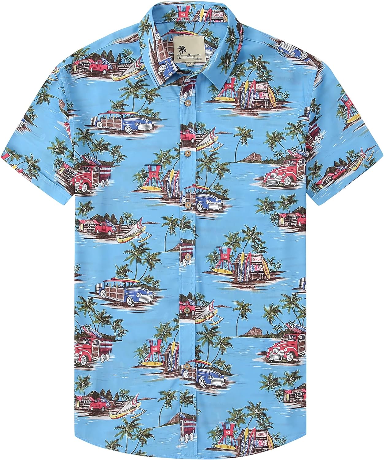 YYear Mens Beach Floral Print Short Sleeve Button Up Summer Hawaii Shirt 