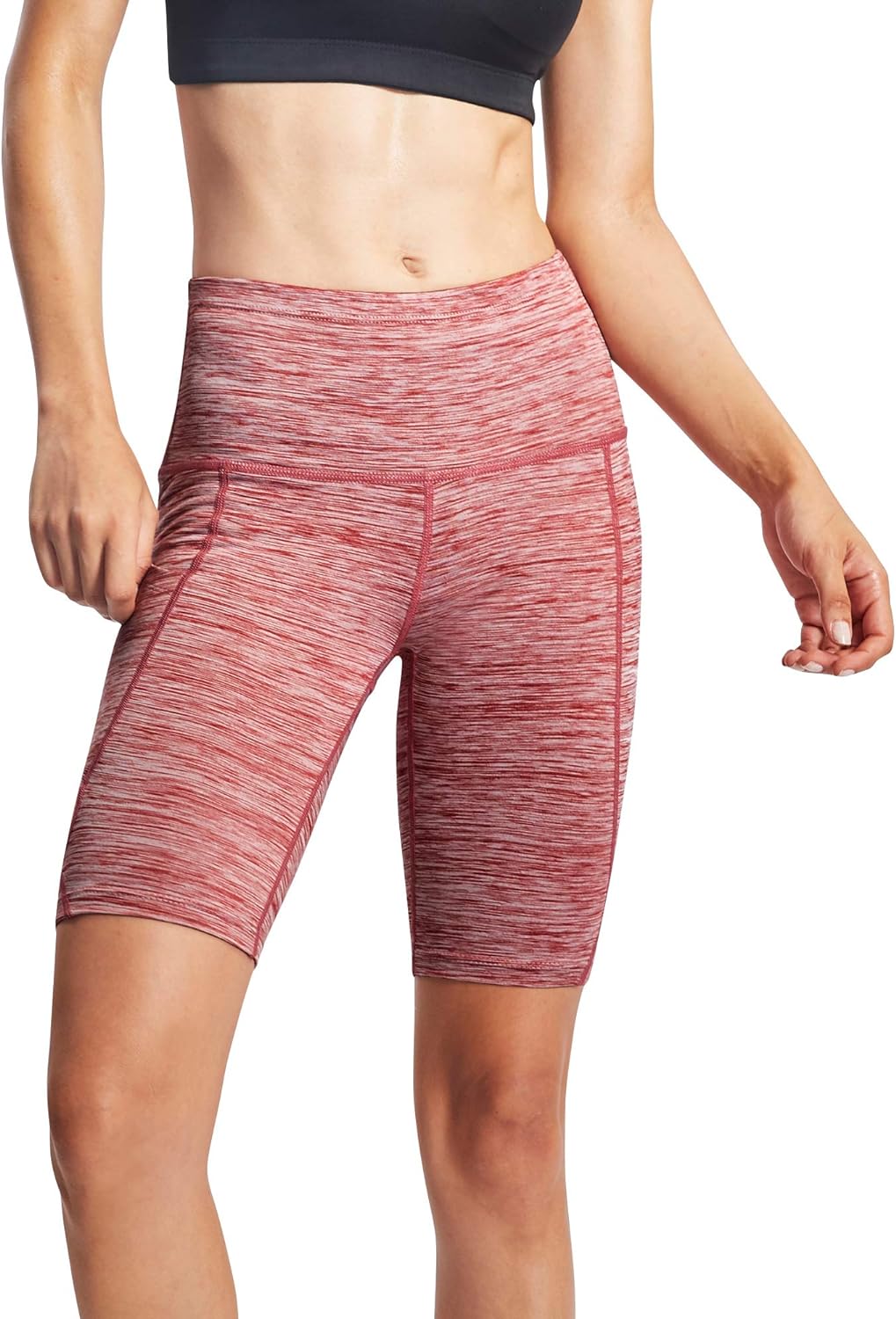 Neleus Womens Workout Compression Yoga Shorts with Pocket