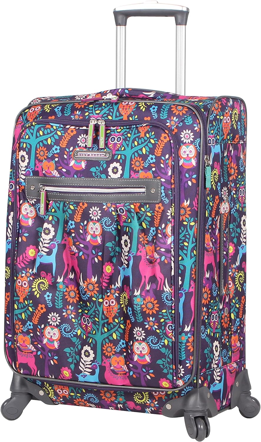 24in, Playful Garden Lily Bloom Luggage 24 Expandable Design Pattern Suitcase With Spinner Wheels For Woman
