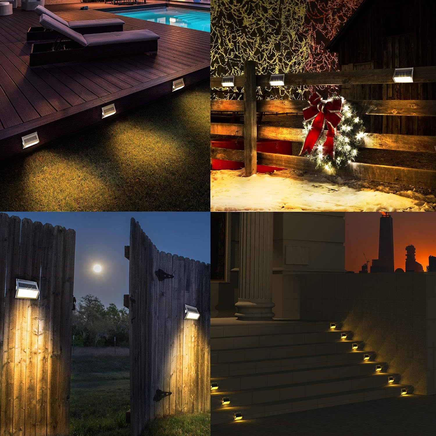 Solar Deck Lights Outdoor Landscape Yard,Garden GEEKHOM Solar Step Lights Waterproof LED Solar Fence Lights for Patio Stairs 8 Pack Pathway,Porch,Driveway Warm White/Color Changing Lighting