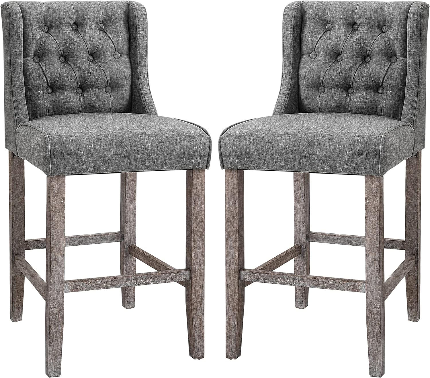 24'' Seat High Chairs Bar Stools Set of 2 Tufted Counter Height Stools 