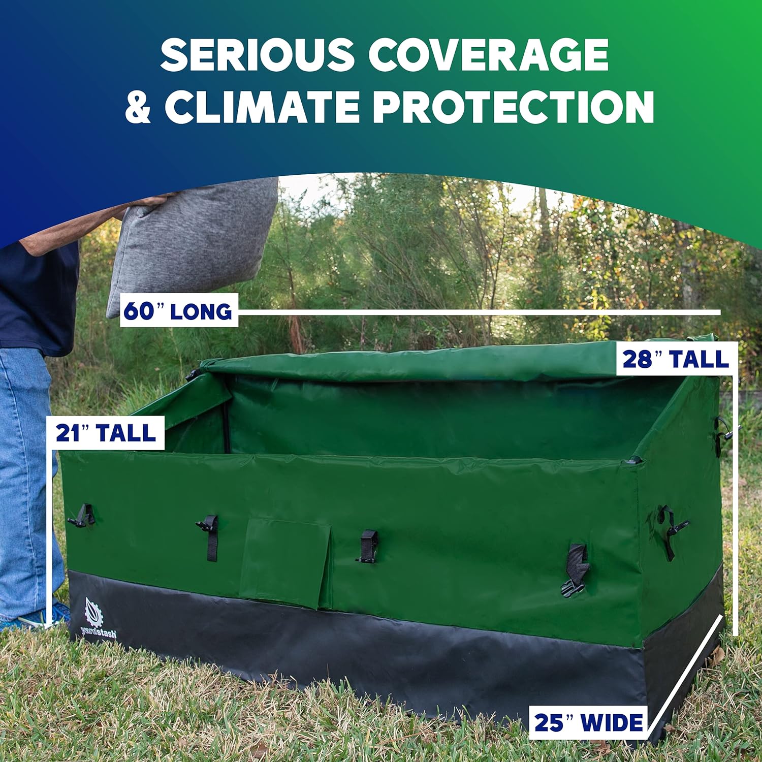 Waterproof Wind - Heavy Duty Sun & Snow Portable Patio Protects from Rain or Camping – XL Green Yard All Weather Tarpaulin Deck Box YardStash Outdoor Storage Box Perfect for the Boat