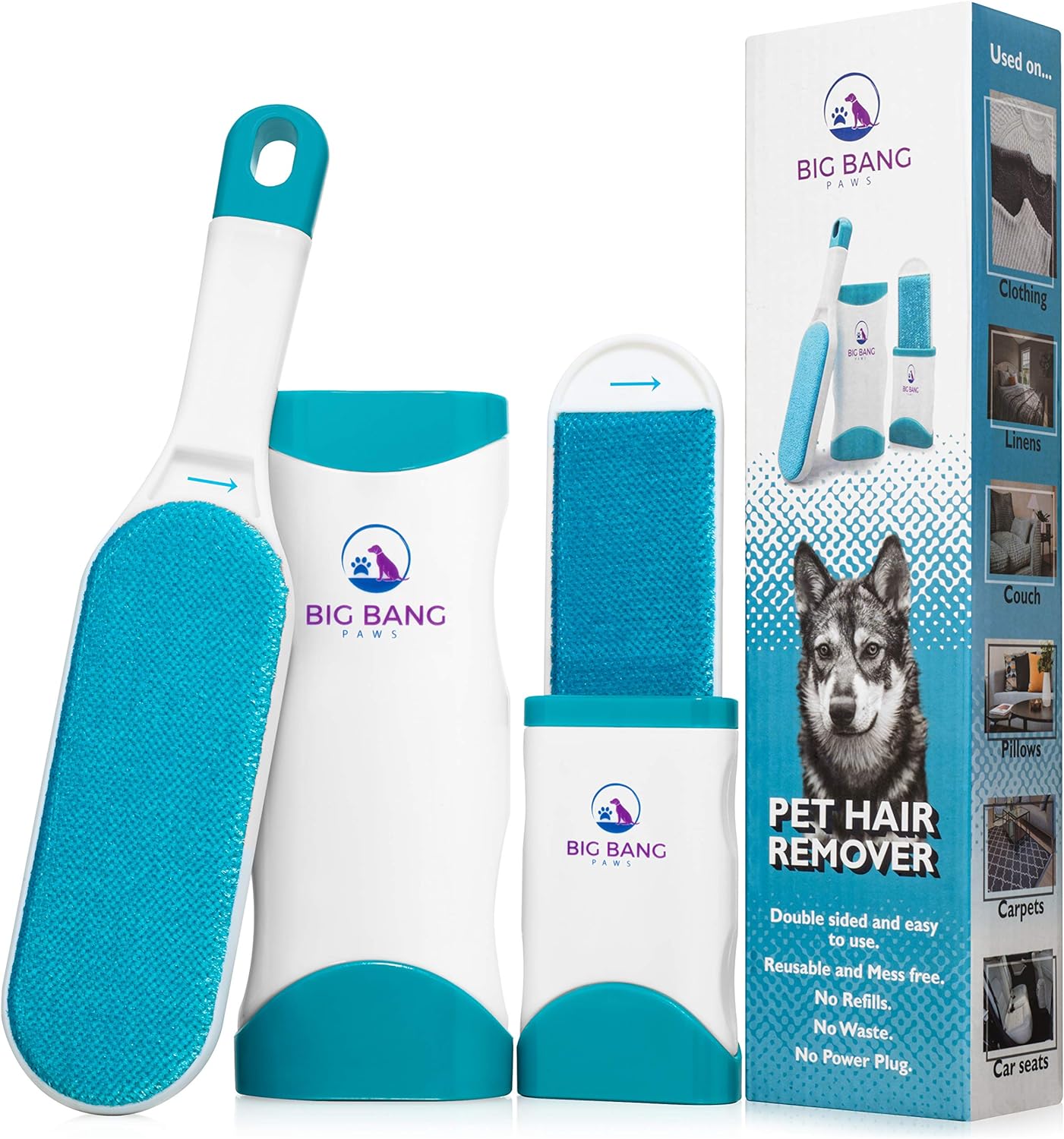 Dog Cat Hair Lint Fur Remover Brush Roller Reusable Cleaner Remove Hair for Furniture Carpets Clothes Car with Free Clean Brush Pet Hair Remover Roller Brush